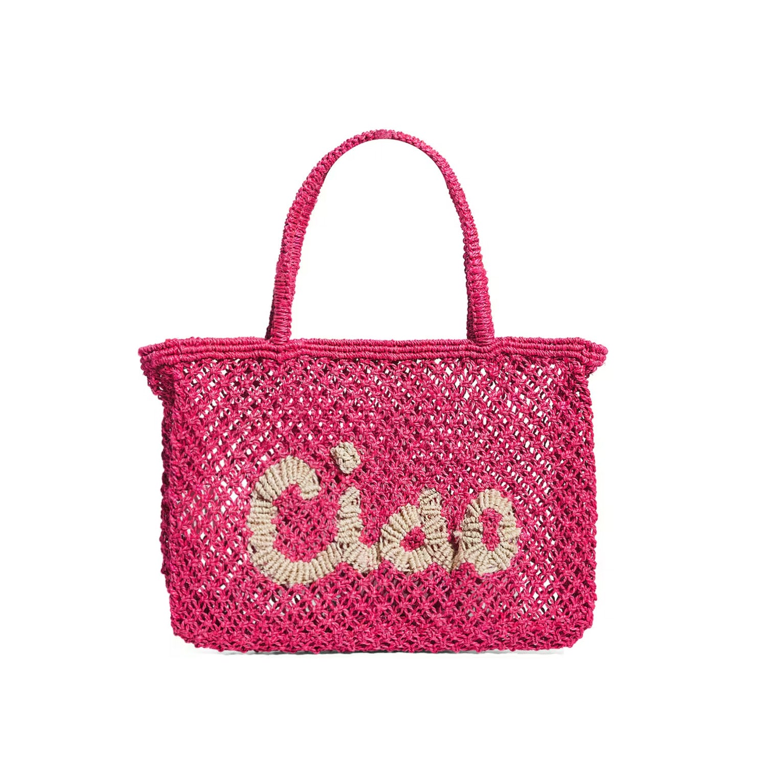 THE JACKSONS LONDON JUTE BAG . CIAO . IN PINK WITH NATURAL