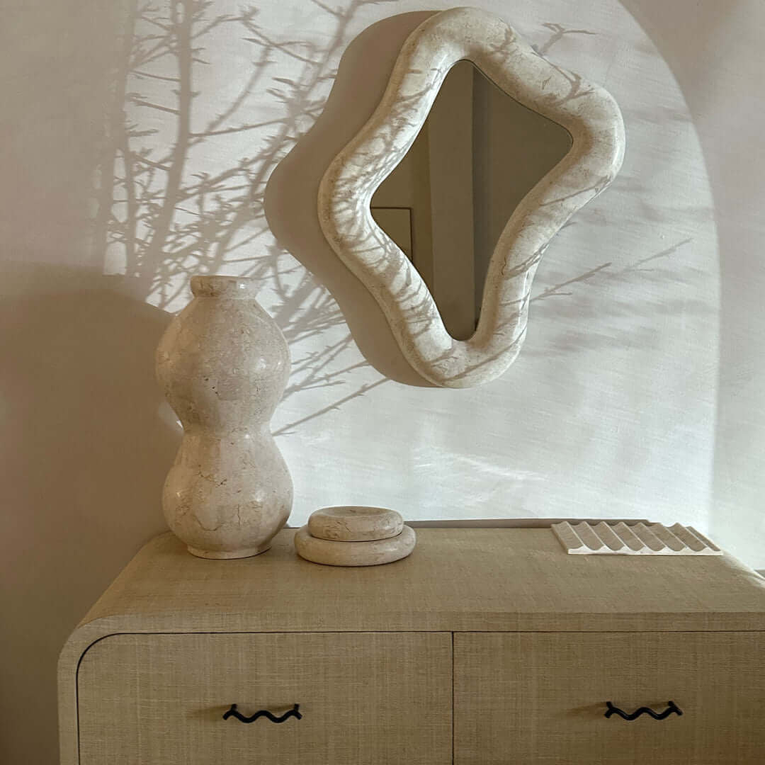 PARADIS MIRROR - SPANISH BEIGE MARBLE ~ EN GOLD