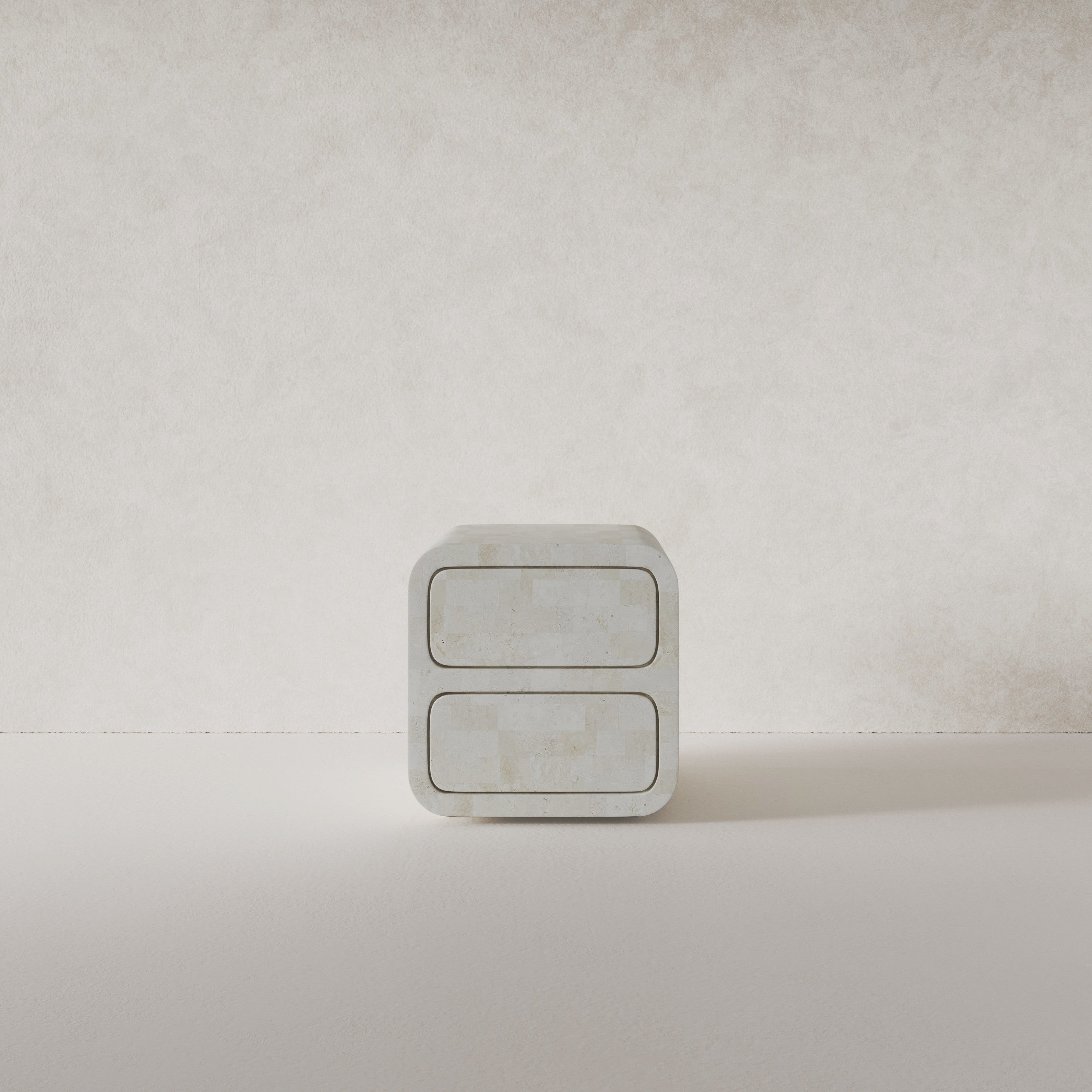 KUBA BEDSIDE TABLE, FOSSIL STONE ⁓ EN GOLD
