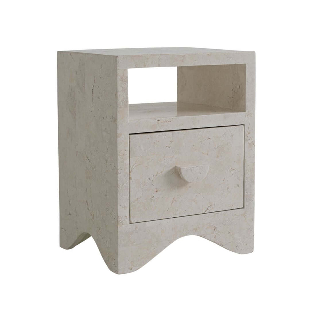 SABLE SIDE TABLE | NATURAL WHITE STONE ~ EN GOLD