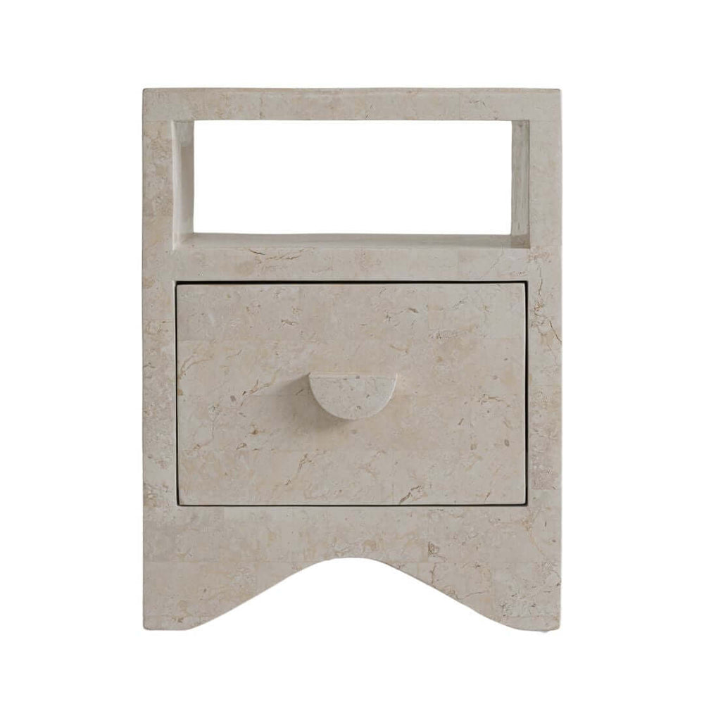 SABLE SIDE TABLE | NATURAL WHITE STONE ~ EN GOLD