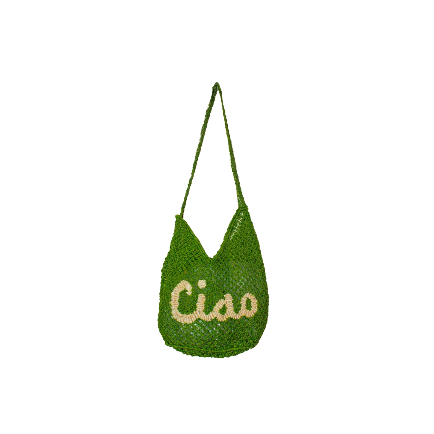 THE JACKSONS LONDON JUTE BAG . CIAO . IN FERN GREEN WITH GINGER
