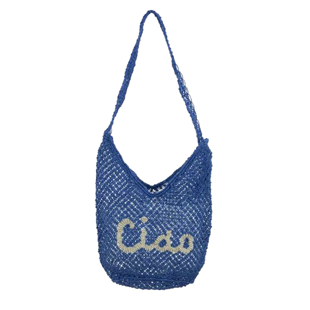 THE JACKSONS LONDON JUTE BAG . CIAO . IN PERI BLUE WITH NATURAL