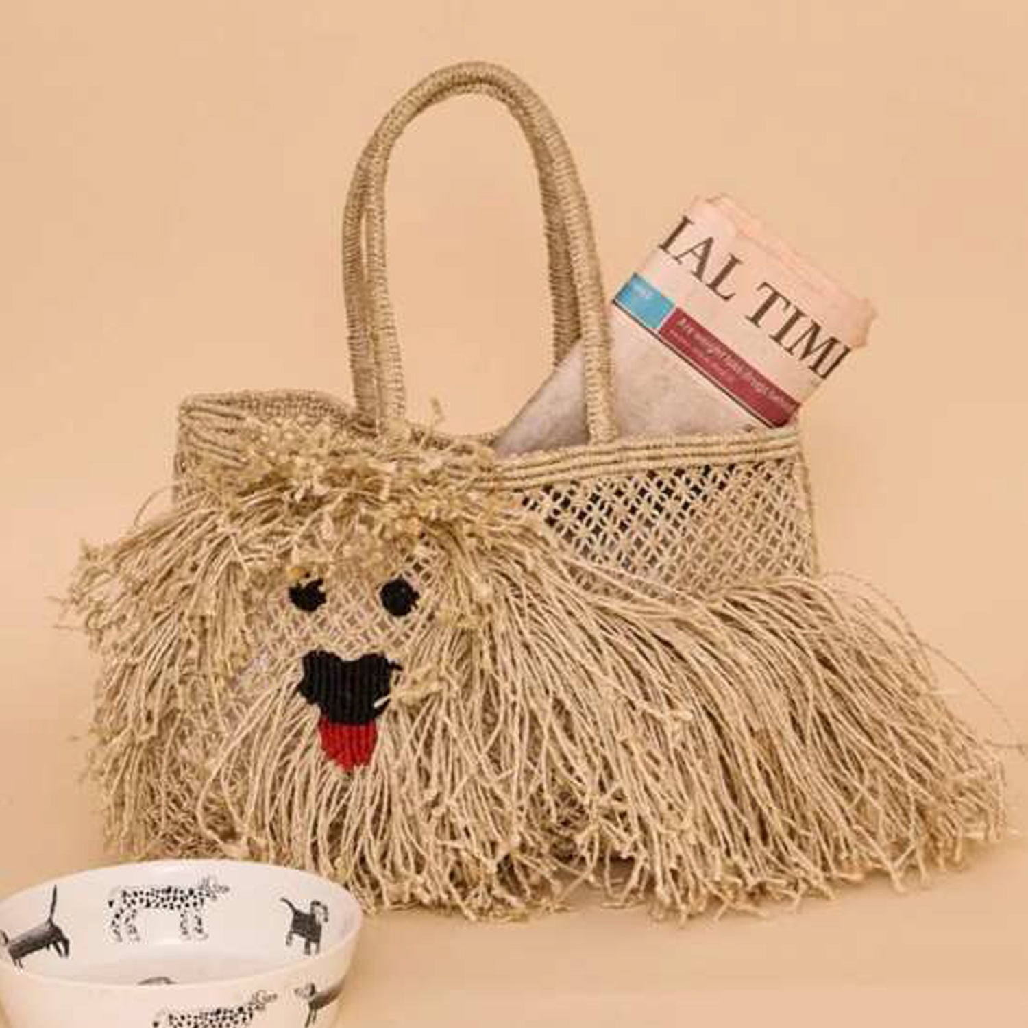 THE JACKSONS LONDON JUTE BAG . DOUGLAS SHAGGY DOG . DOGGY IN NATURAL
