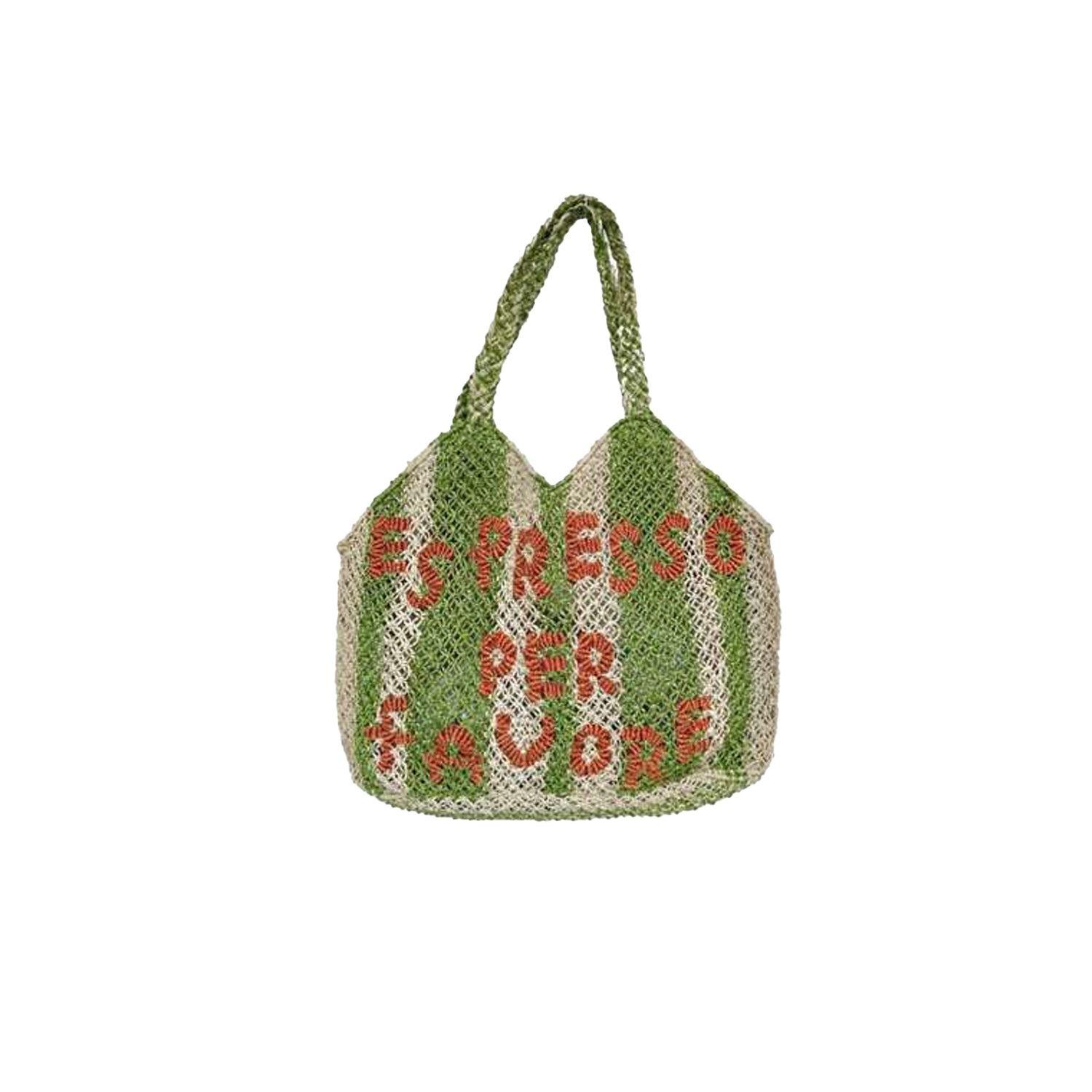 THE JACKSONS LONDON JUTE BAG . ESPRESSO PER FAVORE . IN FERN/NATURAL WITH GINGER