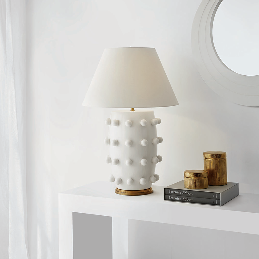 LINDEN TABLE LAMP LARGE, WHITE ⁓ KELLY WEARSTLER