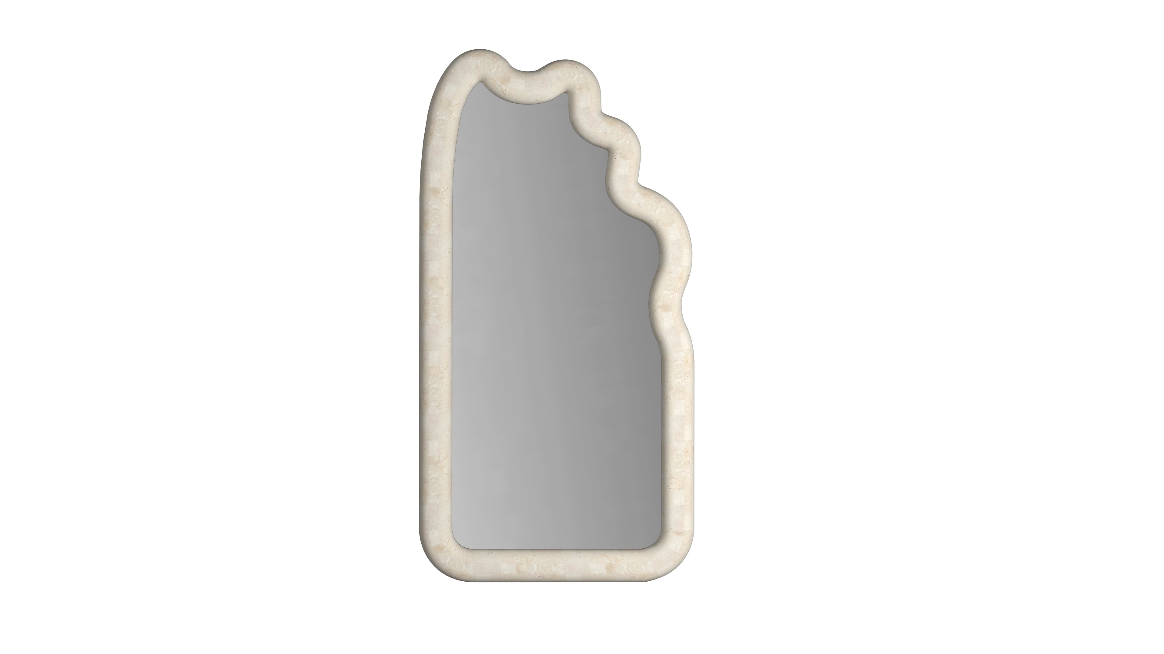 PARADIS FLOOR MIRROR - SPANISH BEIGE MARBLE ⁓ EN GOLD