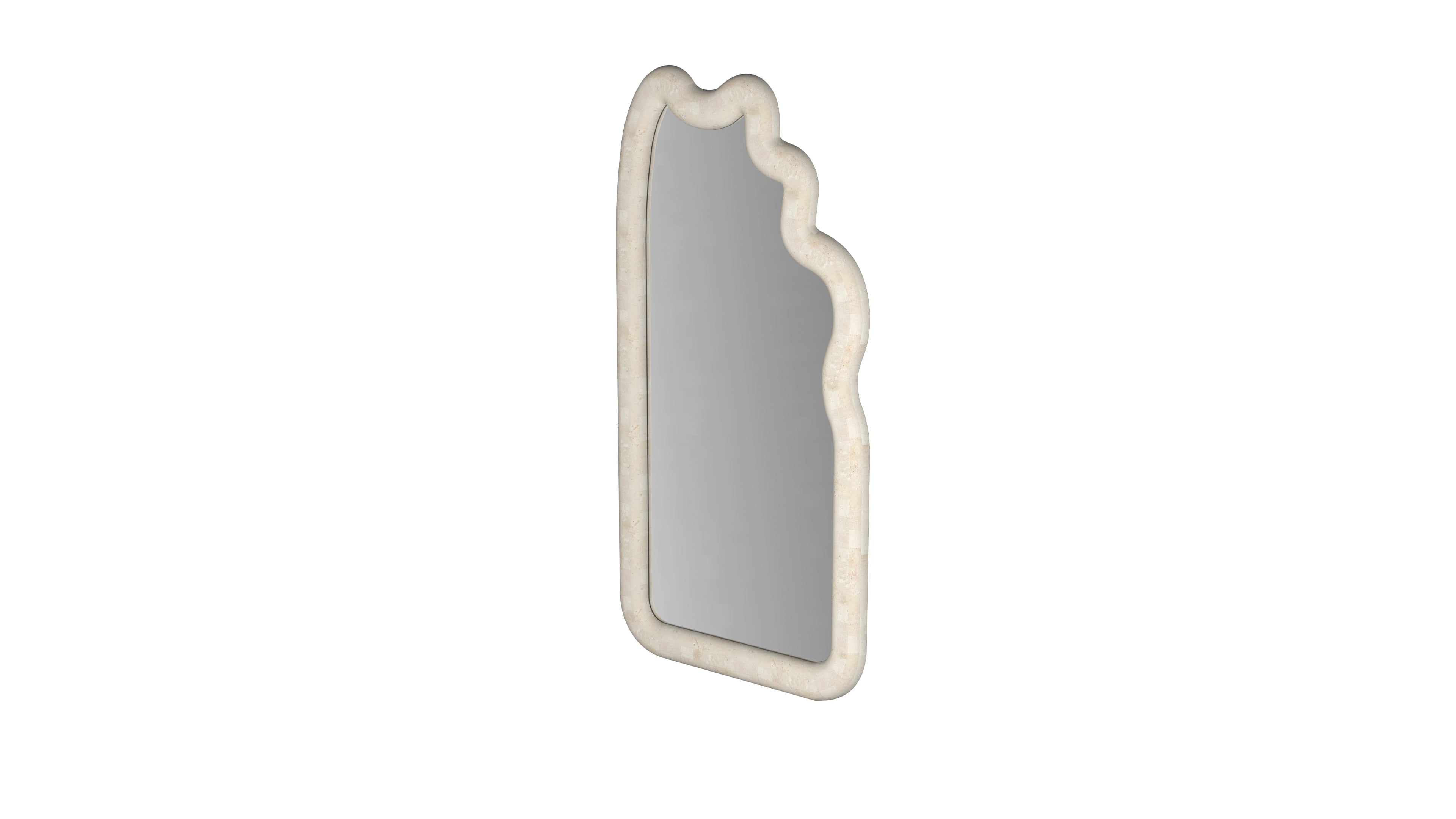 PARADIS FLOOR MIRROR - SPANISH BEIGE MARBLE ⁓ EN GOLD
