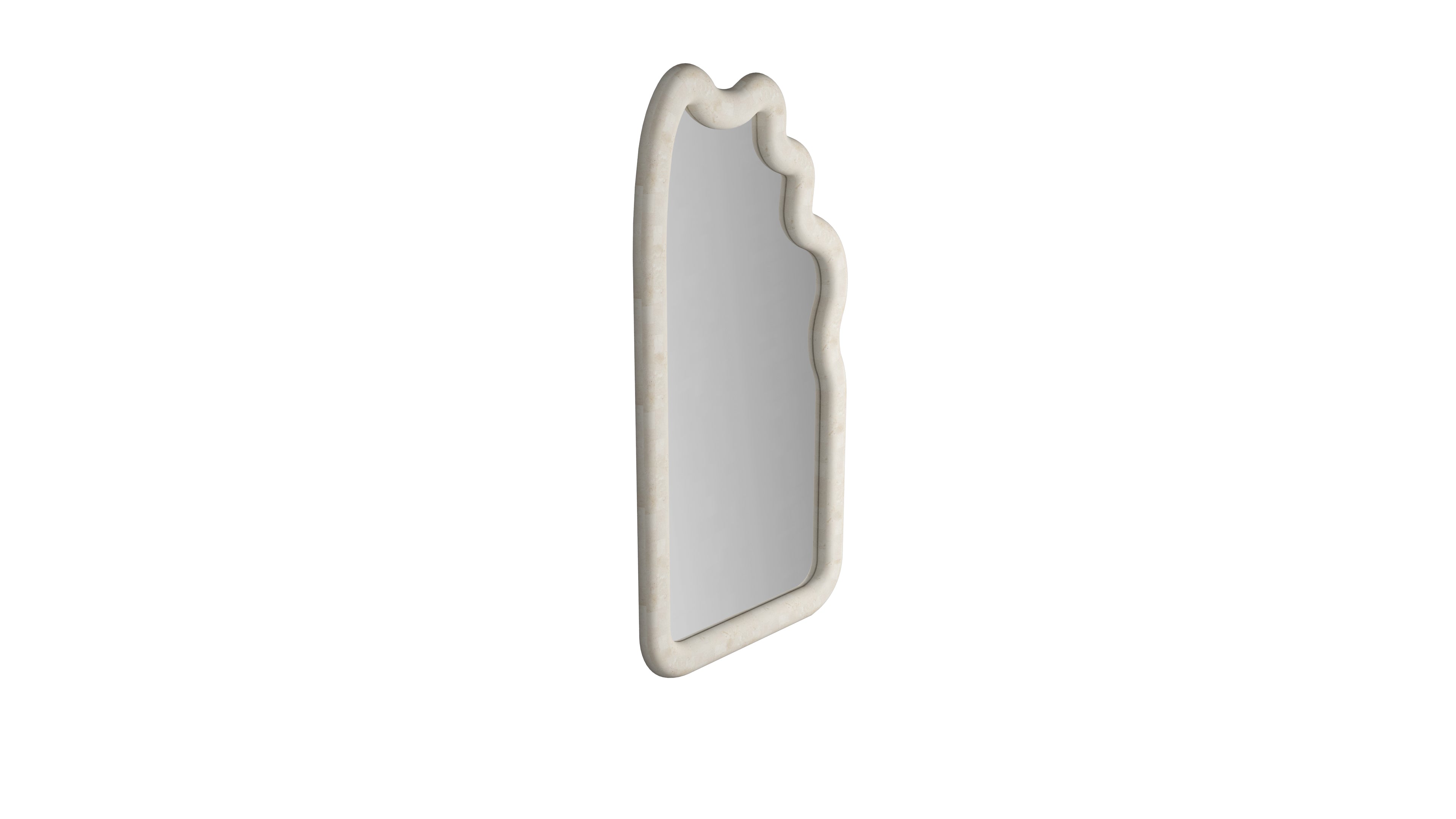 PARADIS FLOOR MIRROR - SPANISH BEIGE MARBLE ⁓ EN GOLD