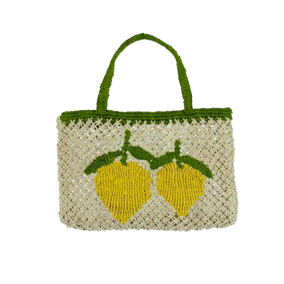 THE JACKSONS LONDON JUTE BAG . LEMONS . IN NATURAL WITH LEMONS