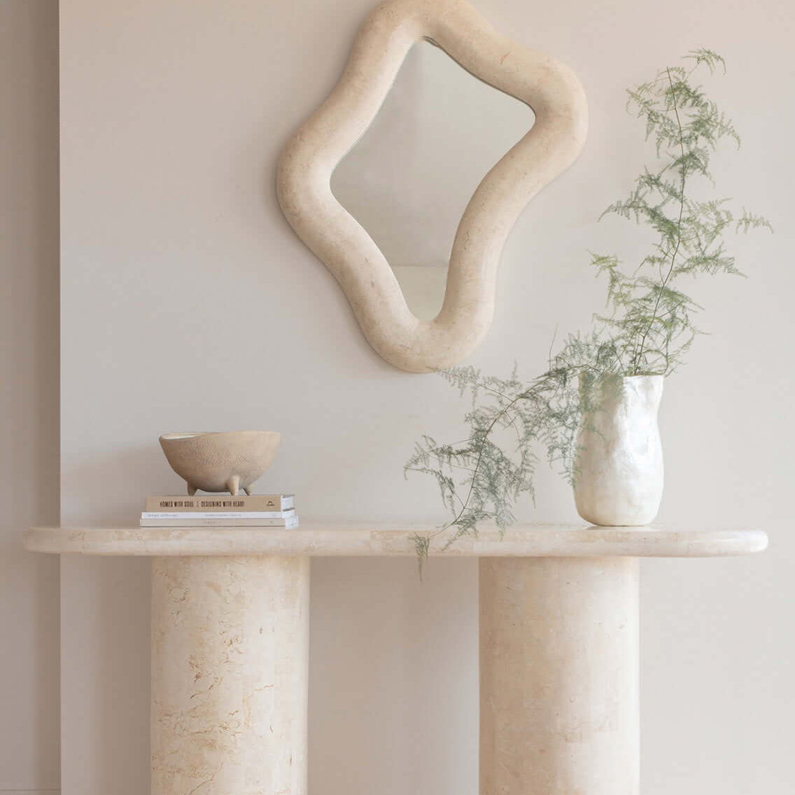 PARADIS MIRROR - SPANISH BEIGE MARBLE ~ EN GOLD