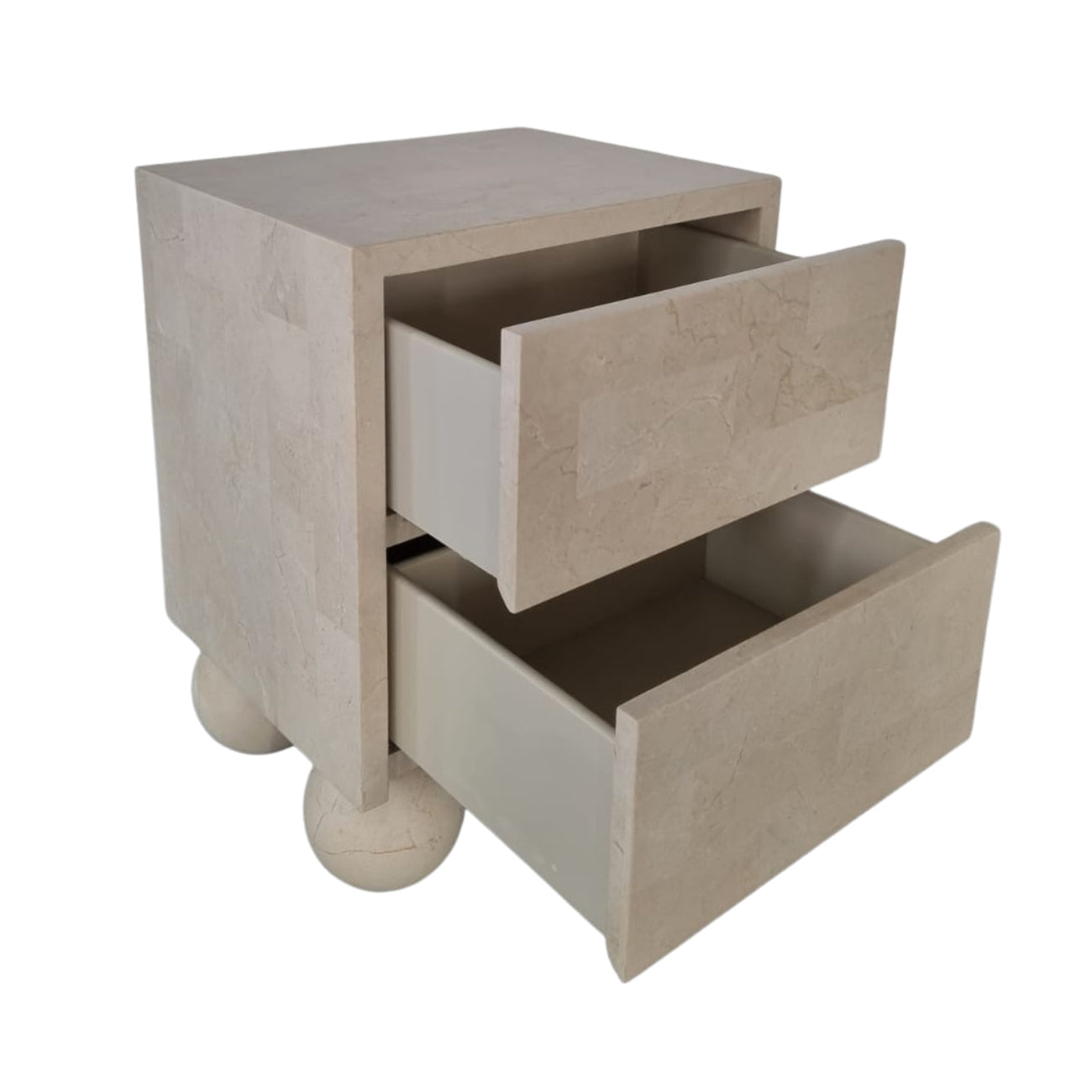 MIRO BEDSIDE TABLE | SPANISH BEIGE MARBLE ⁓ EN GOLD