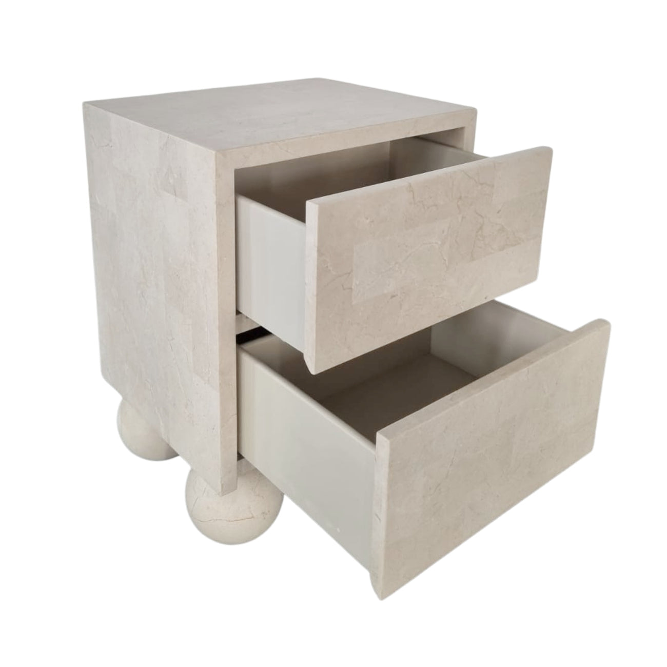 MIRO BEDSIDE TABLE | SPANISH BEIGE MARBLE ⁓ EN GOLD