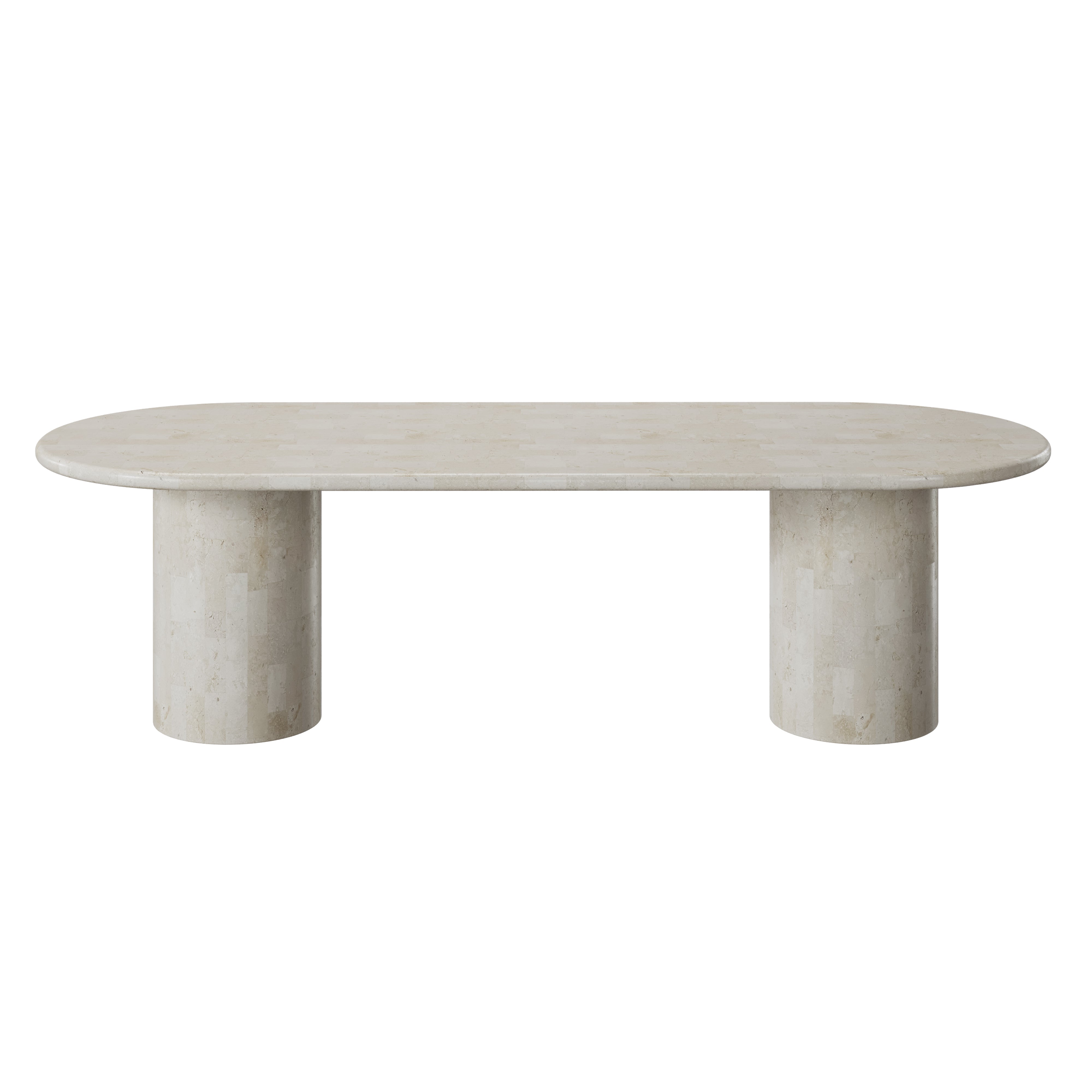 PARADIS OVAL DINING TABLE- SPANISH BEIGE MARBLE ~ EN GOLD