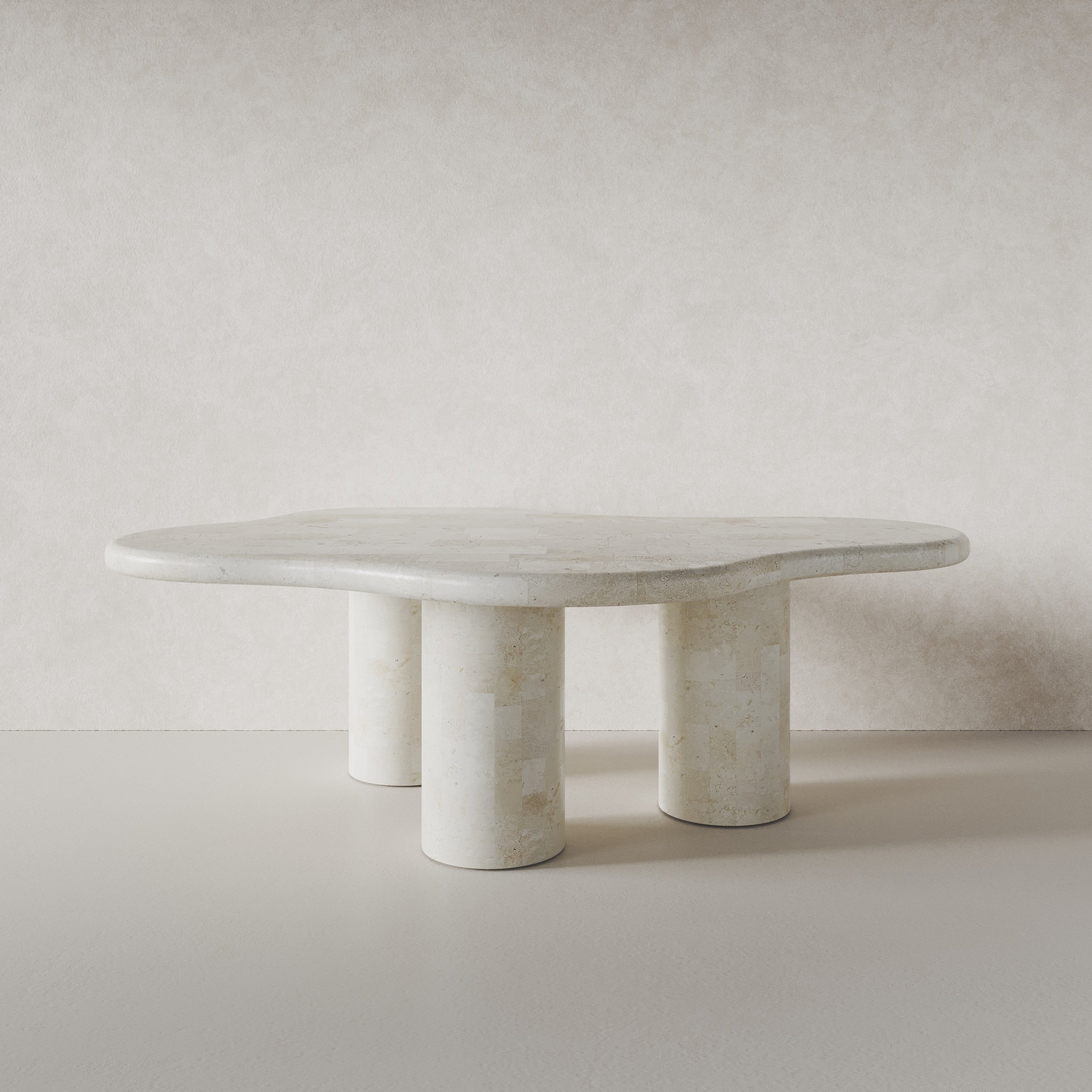 PARADIS COFFEE TABLE - NATURAL WHITE FOSSILSTONE ⁓ EN GOLD
