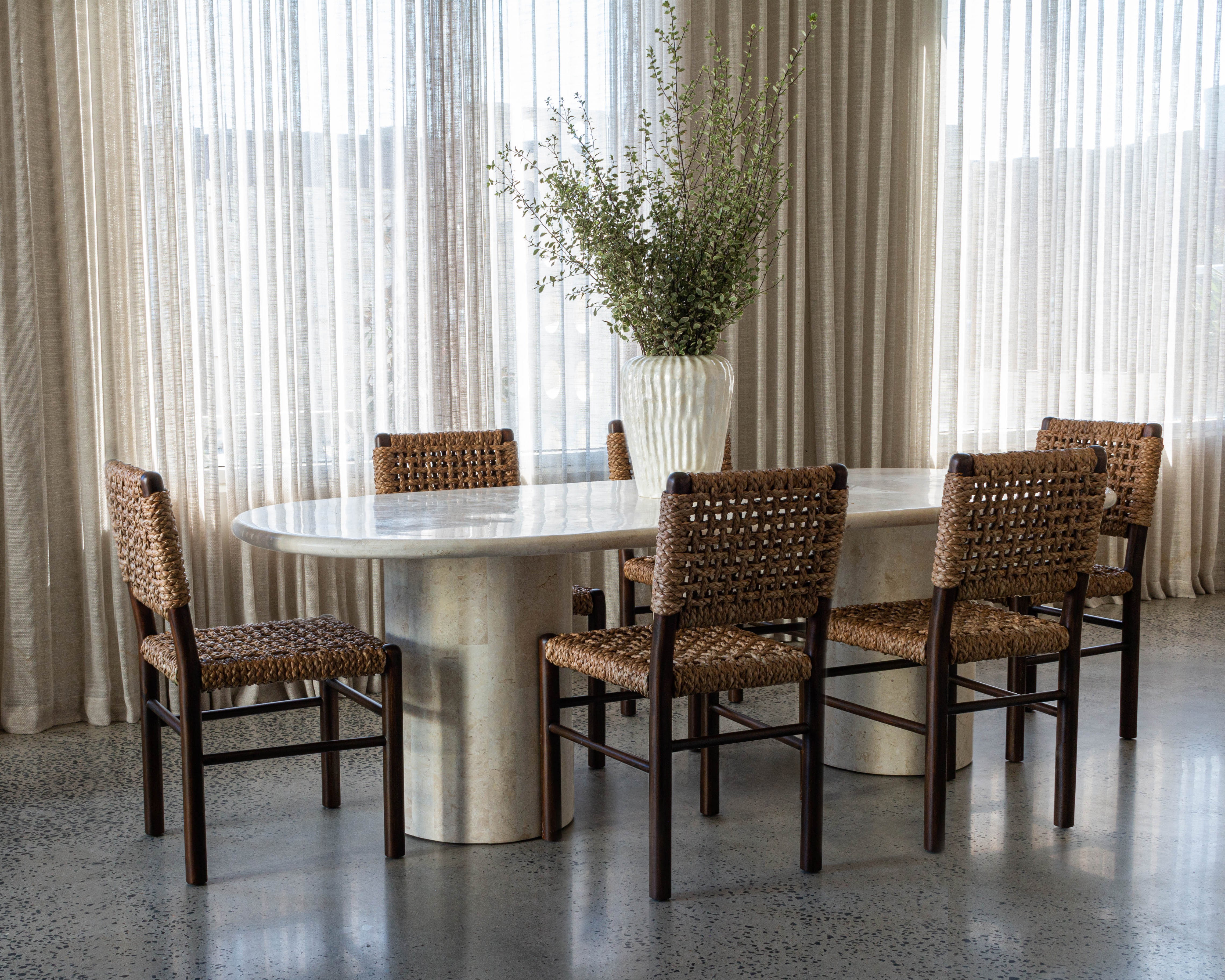 PARADIS OVAL DINING TABLE- SPANISH BEIGE MARBLE ~ EN GOLD