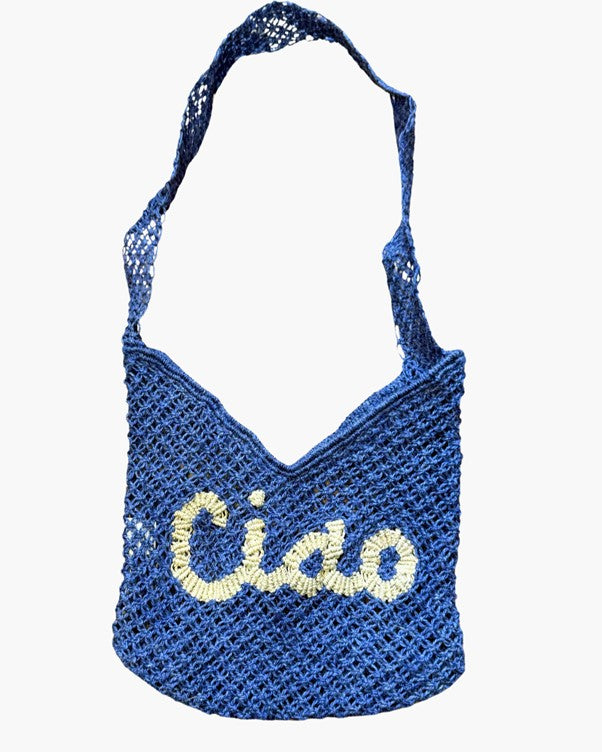 THE JACKSONS LONDON JUTE BAG . CIAO . IN PERI BLUE WITH NATURAL