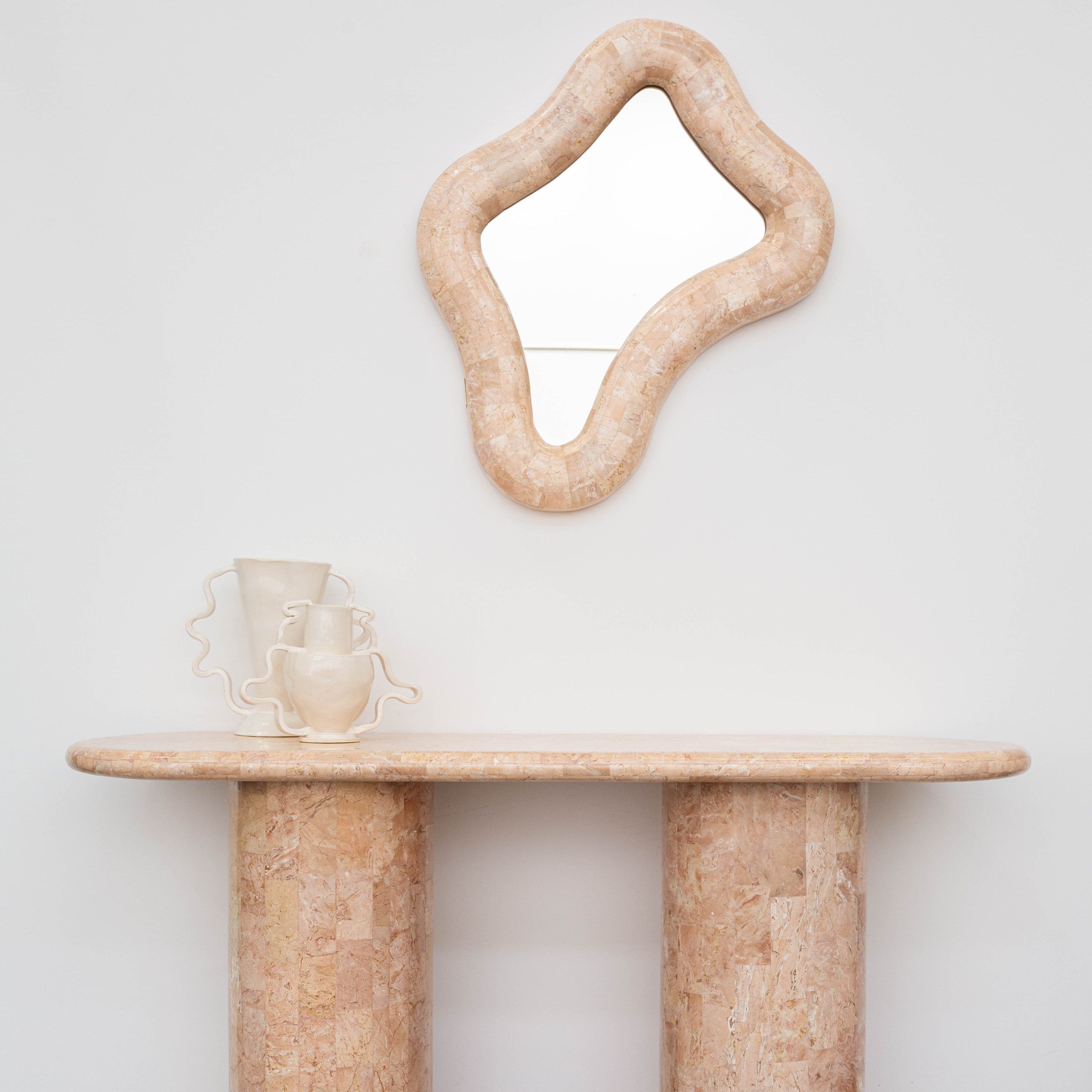 PARADIS MIRROR IN ROSE STONE ⁓ EN GOLD