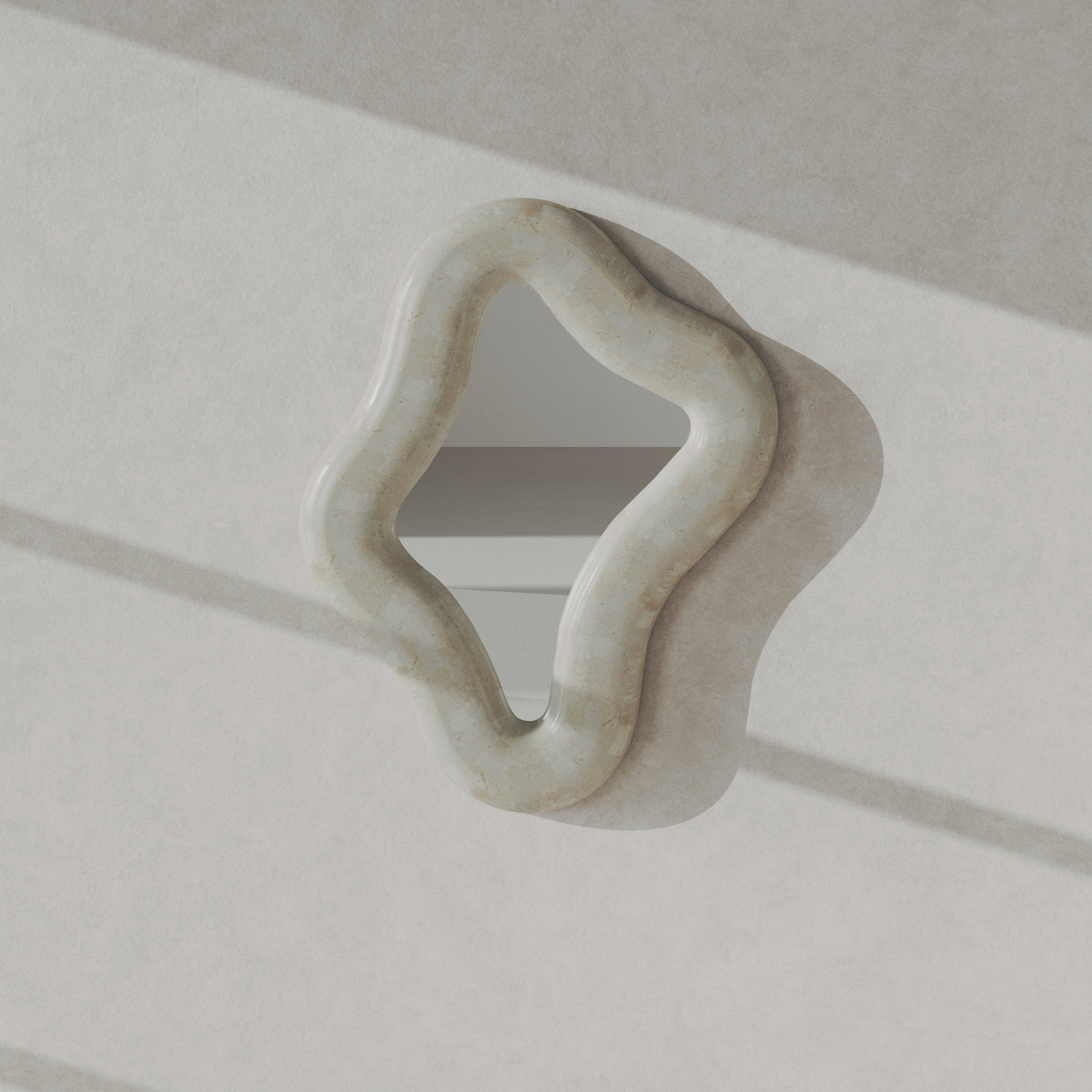 PARADIS MIRROR - NATURAL WHITE FOSSILSTONE ⁓ EN GOLD
