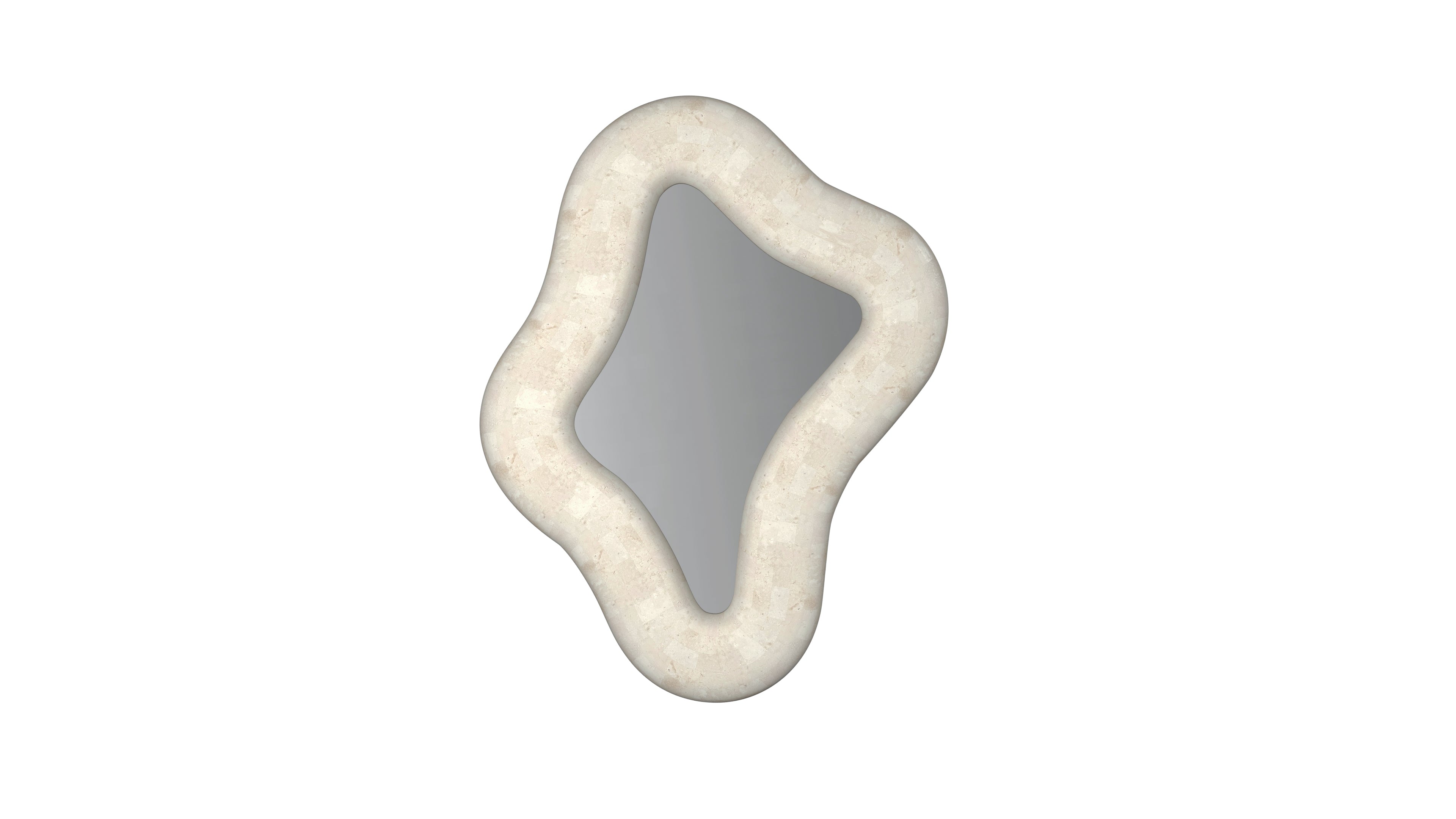 PARADIS MIRROR - NATURAL WHITE FOSSILSTONE ⁓ EN GOLD