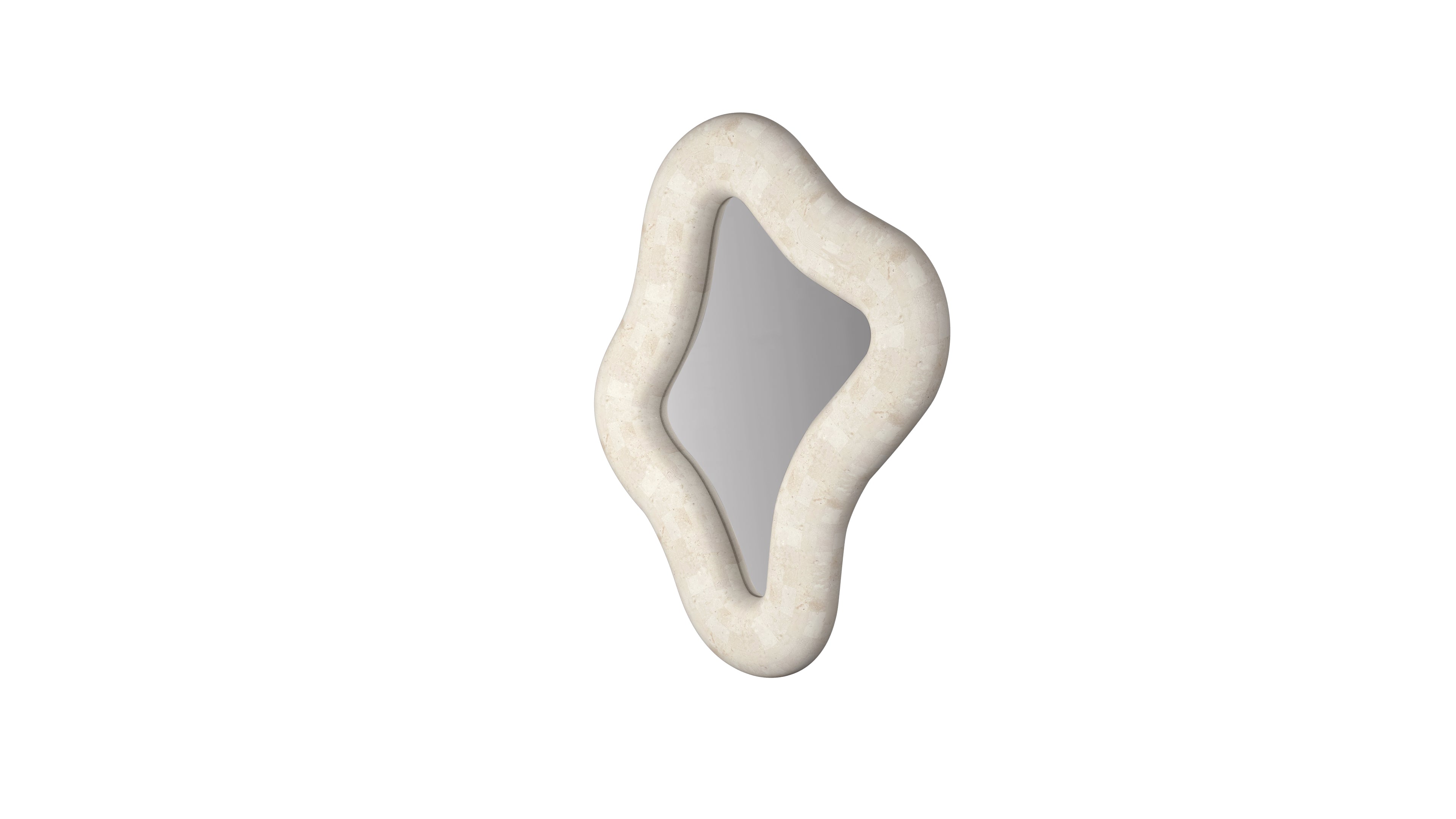 PARADIS MIRROR - NATURAL WHITE FOSSILSTONE ⁓ EN GOLD