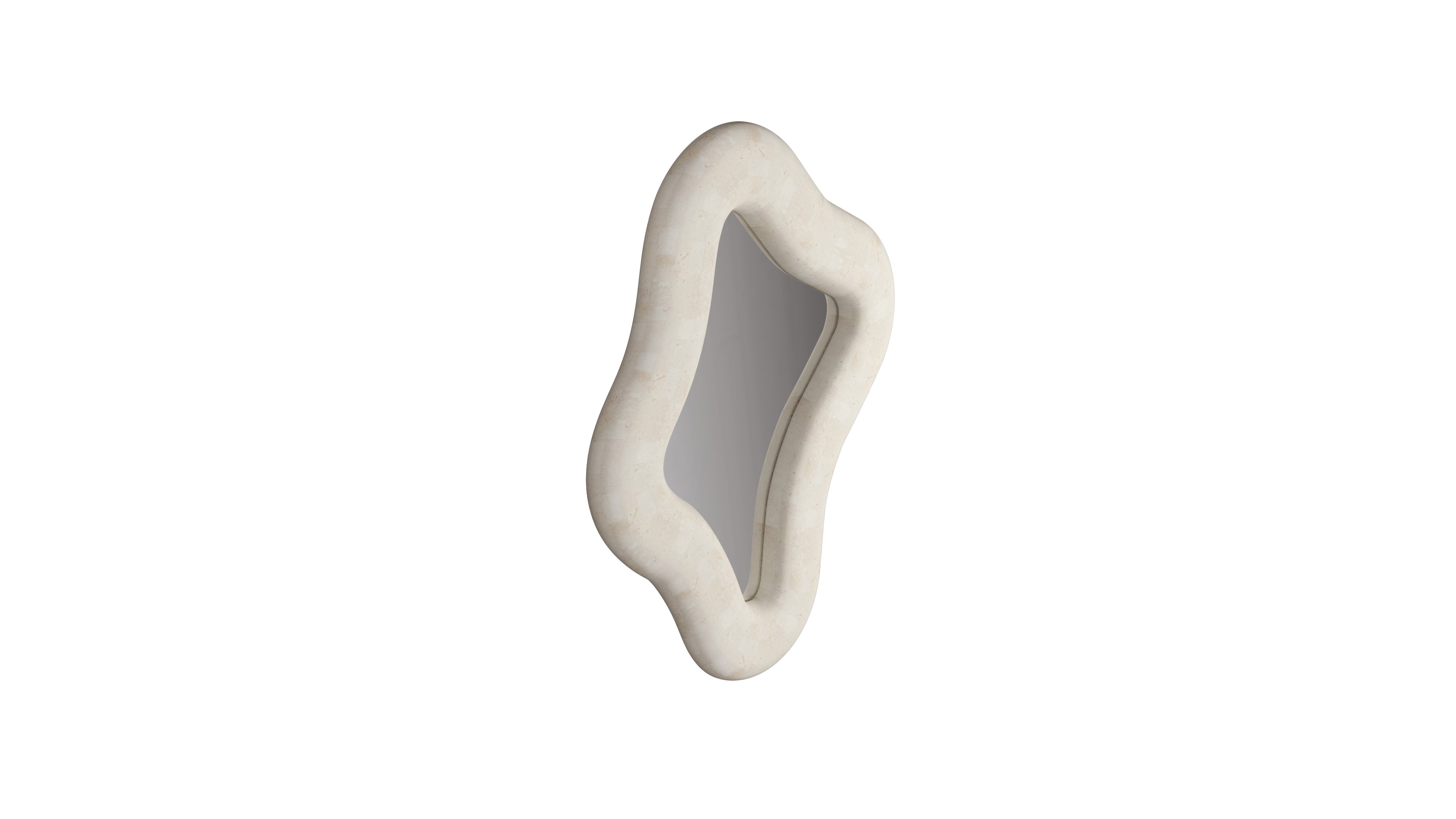 PARADIS MIRROR - NATURAL WHITE FOSSILSTONE ⁓ EN GOLD
