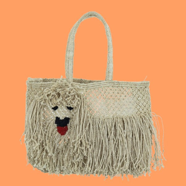 THE JACKSONS LONDON JUTE BAG . DOUGLAS SHAGGY DOG . DOGGY IN NATURAL