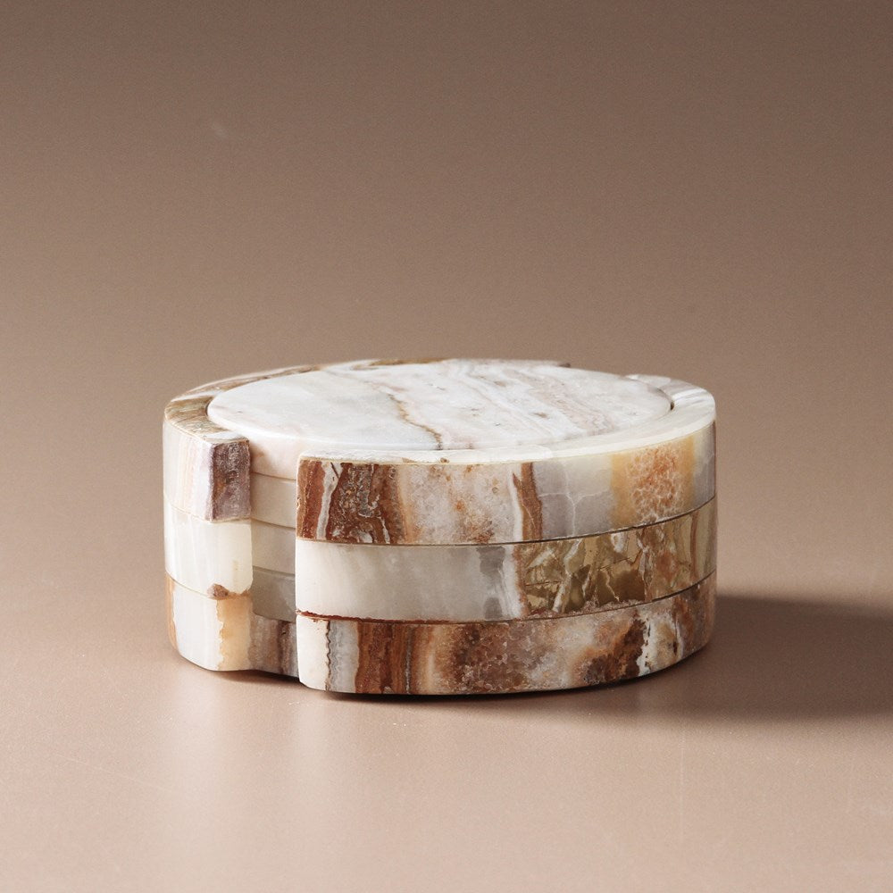 ONYX TRAVERTINE ODITE COASTERS (SET OF 4)
