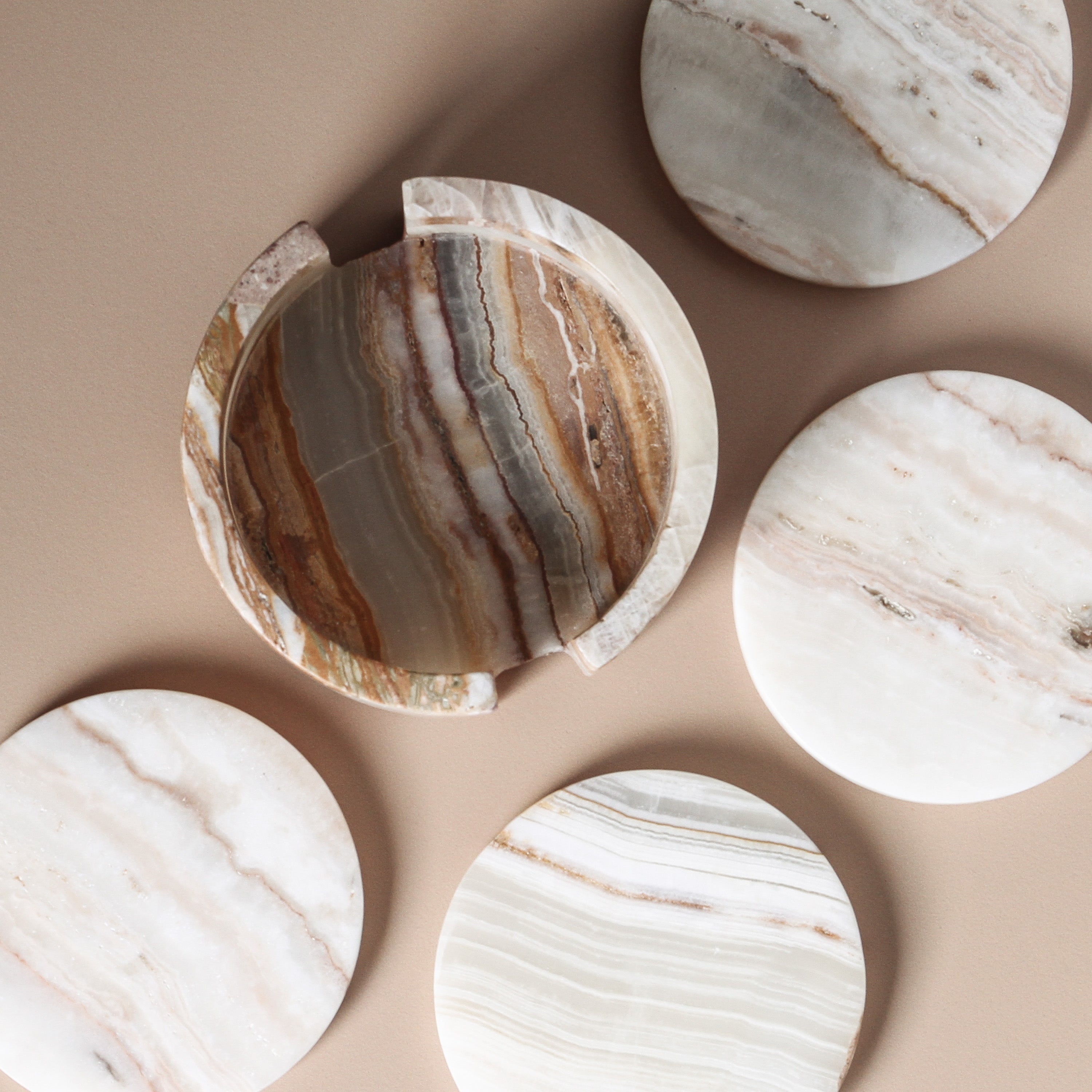 ONYX TRAVERTINE ODITE COASTERS (SET OF 4)