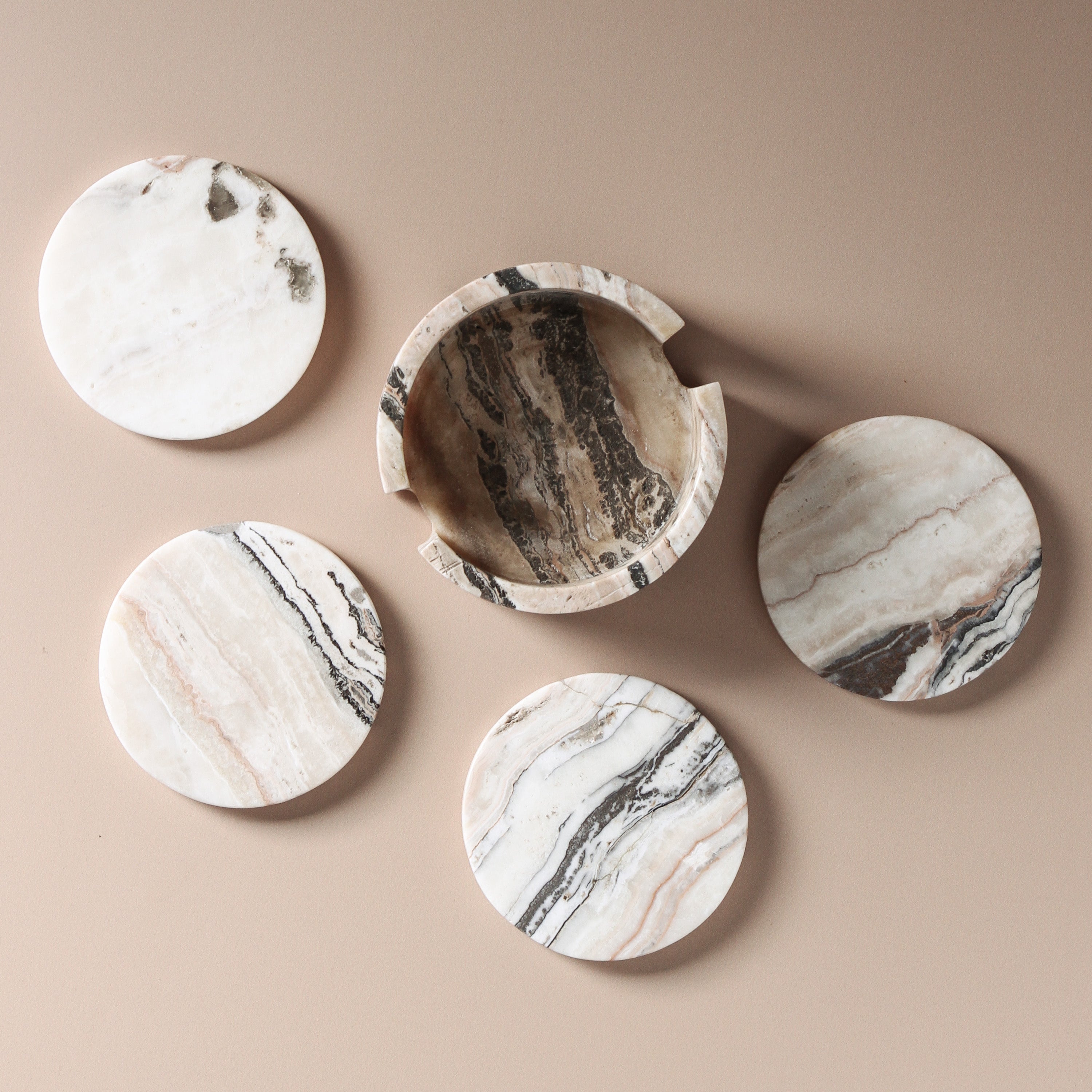 MULTI TRAVERTINE ODITE COASTERS (SET OF 4)