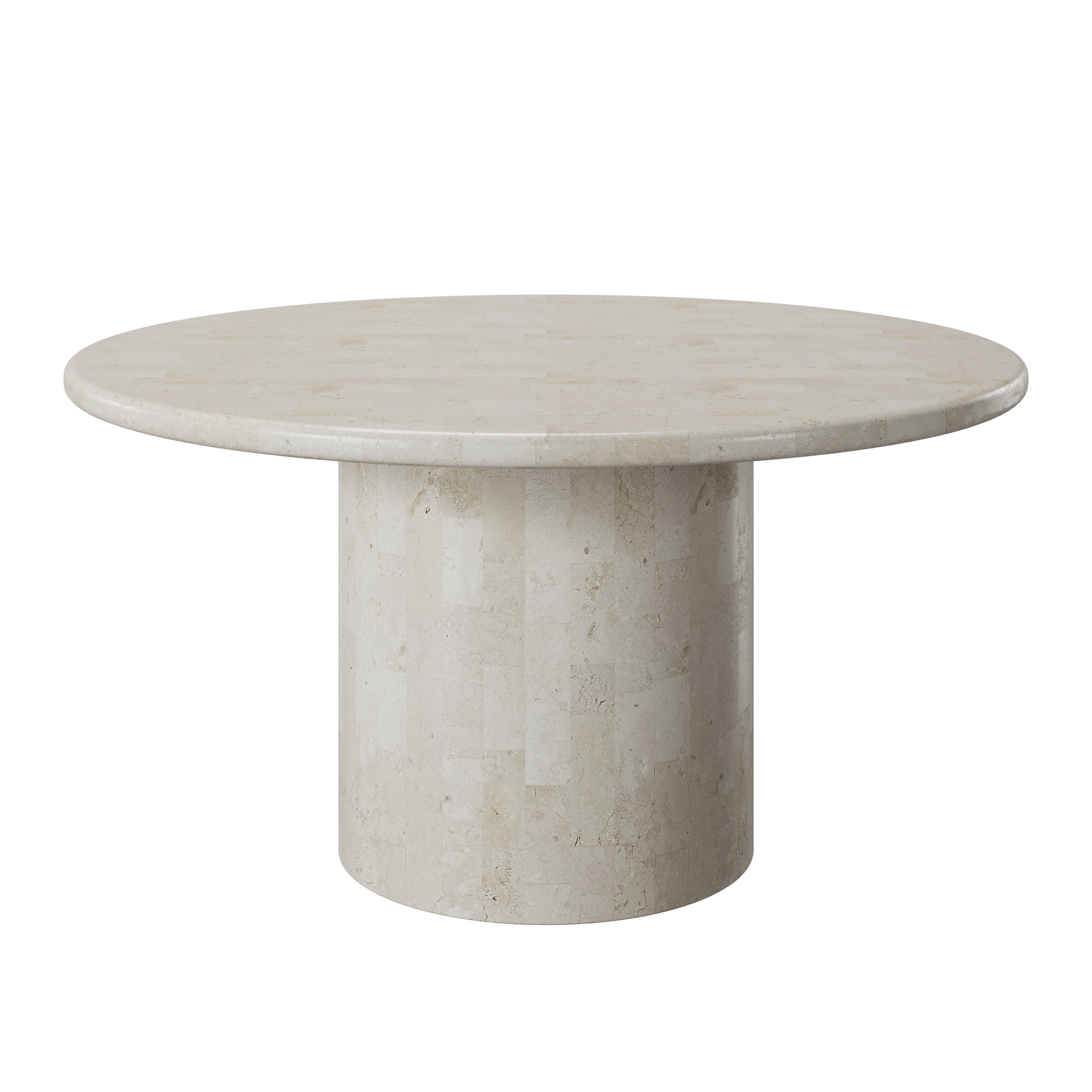 PARADIS ROUND DINING TABLE | NATURAL WHITE FOSSIL ⁓ EN GOLD