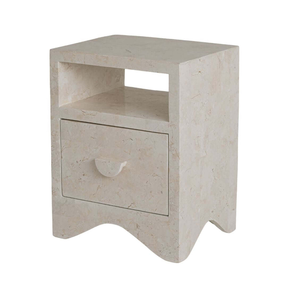 SABLE SIDE TABLE | NATURAL WHITE STONE ~ EN GOLD