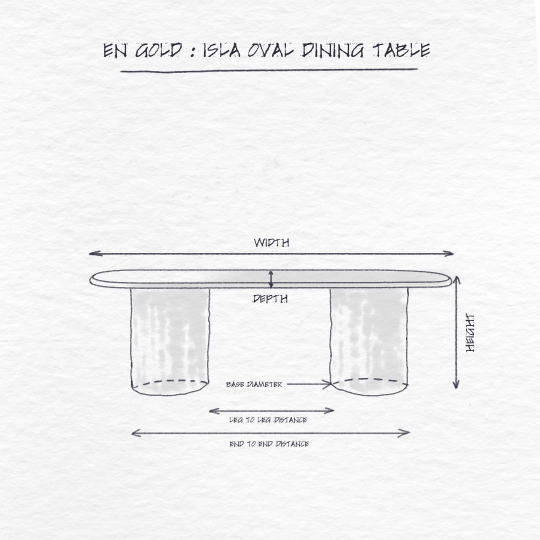 ISLA OVAL DINING TABLE ~ EN GOLD