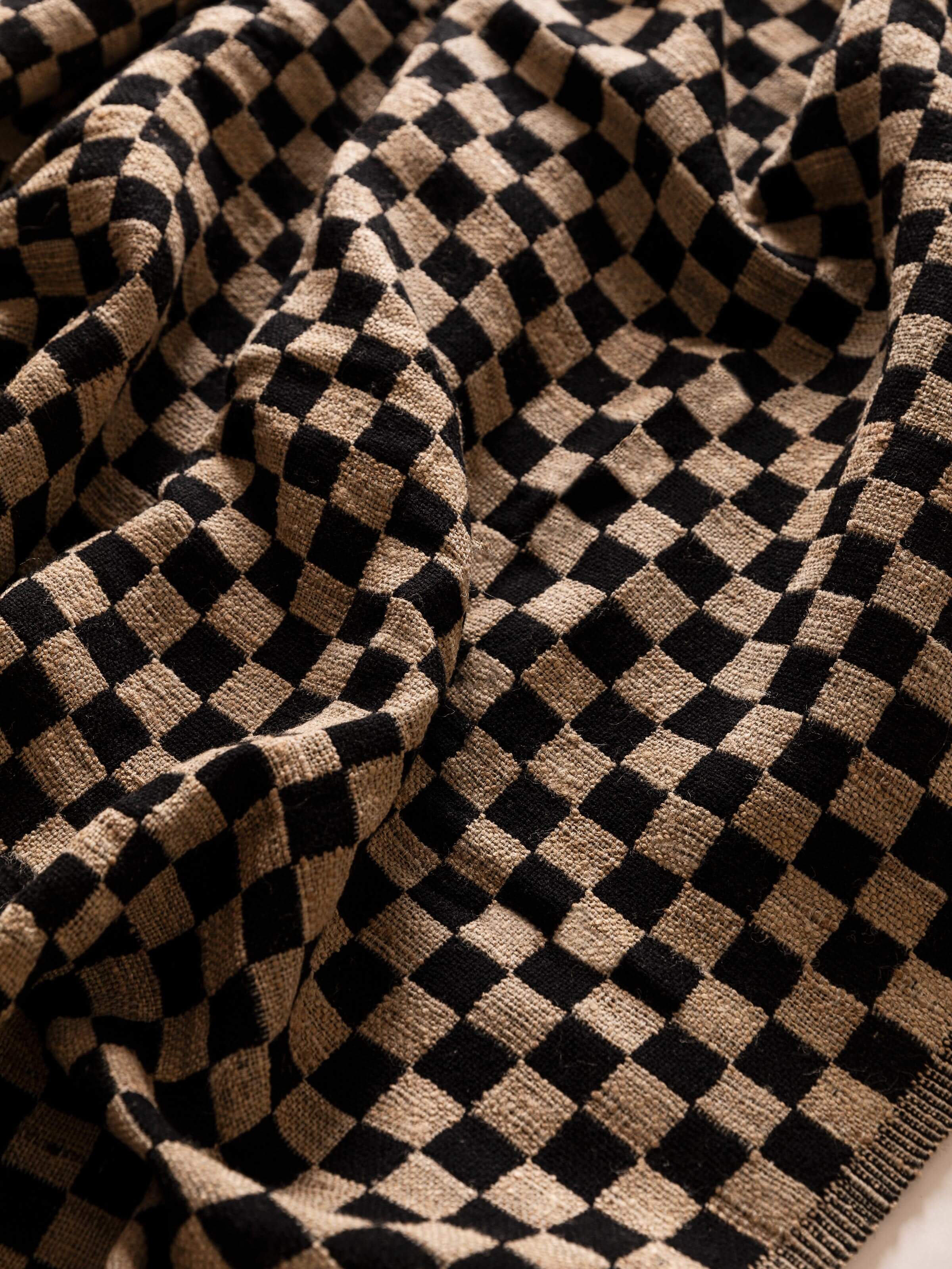 MATTEO BLACK WOOL & SILK THROW ~ L&M HOME