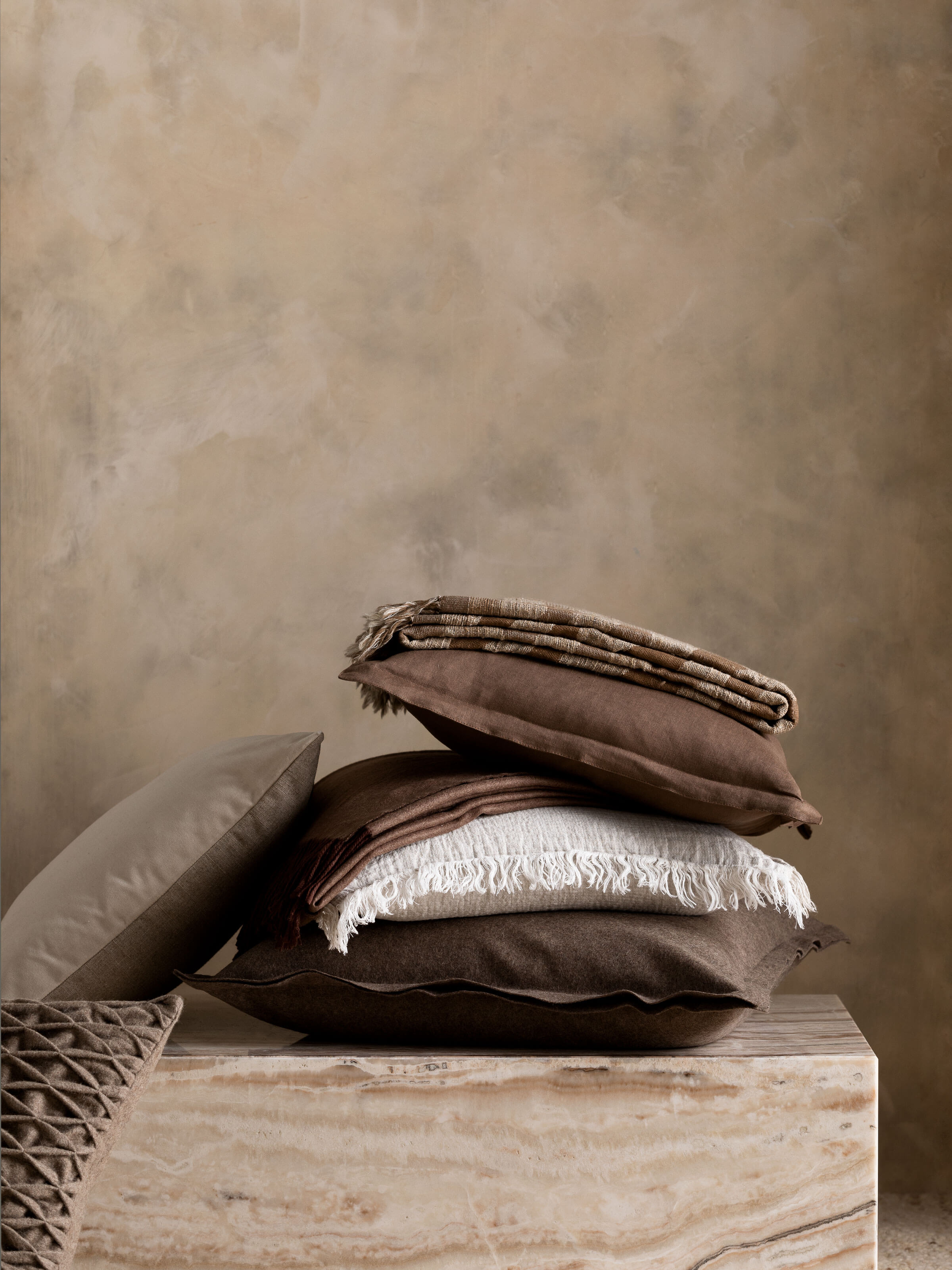 ETRO VELVET CUSHION IN ALMOND ~ L&M HOME