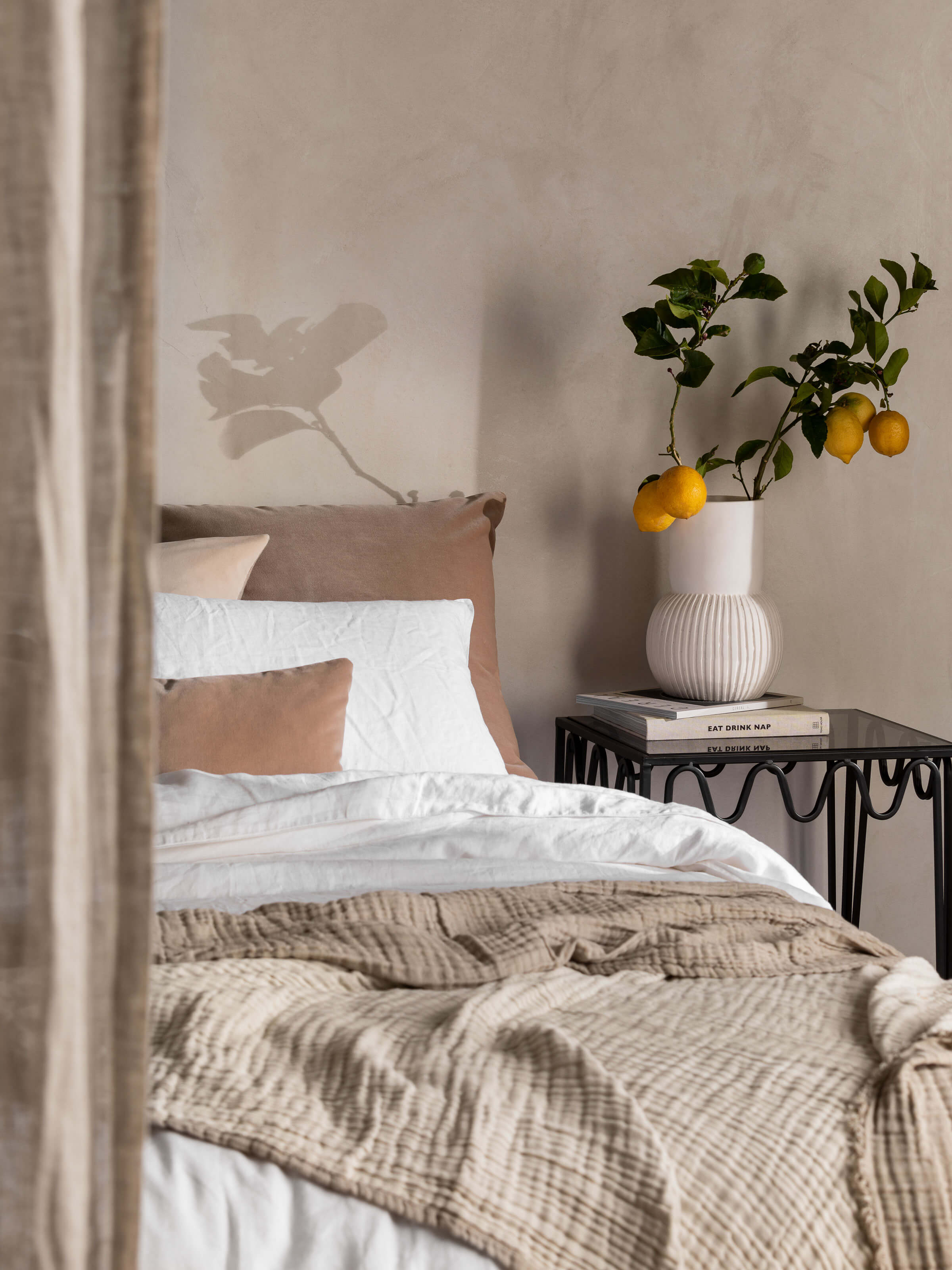 ETRO VELVET CUSHION IN ALMOND ~ L&M HOME