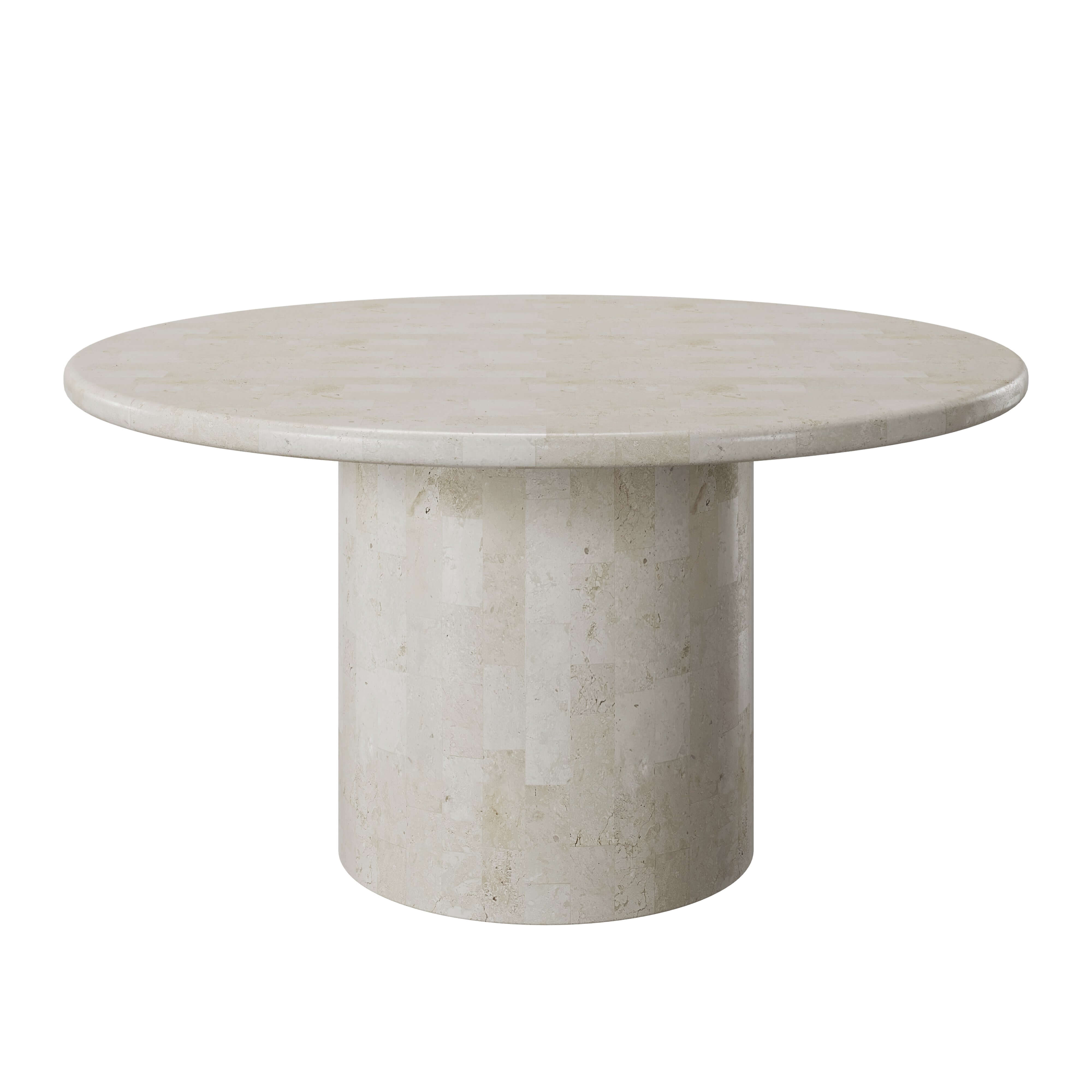 PARADIS ROUND DINING TABLE | SPANISH BEIGE MARBLE ⁓ EN GOLD