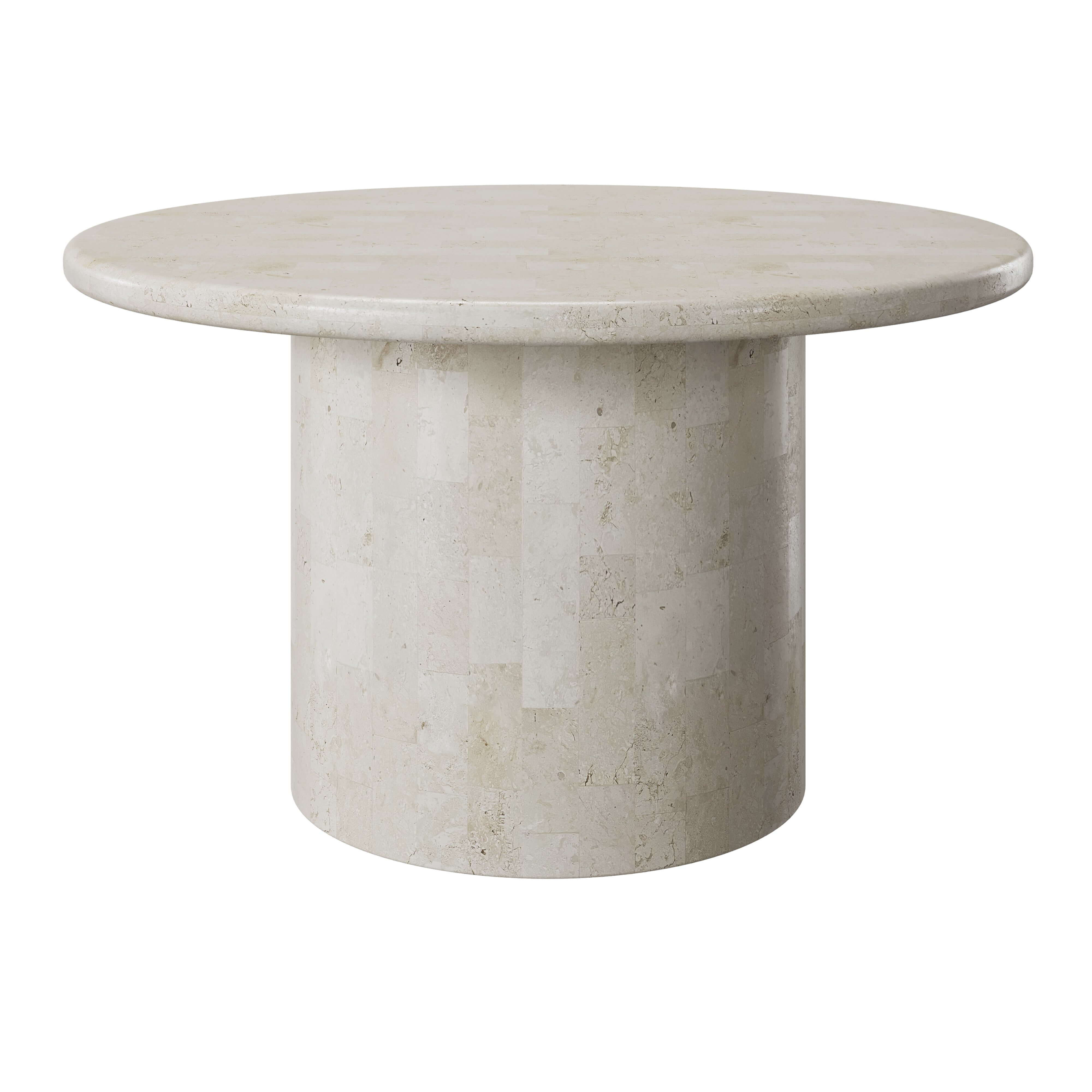 PARADIS ROUND DINING TABLE | SPANISH BEIGE MARBLE ⁓ EN GOLD