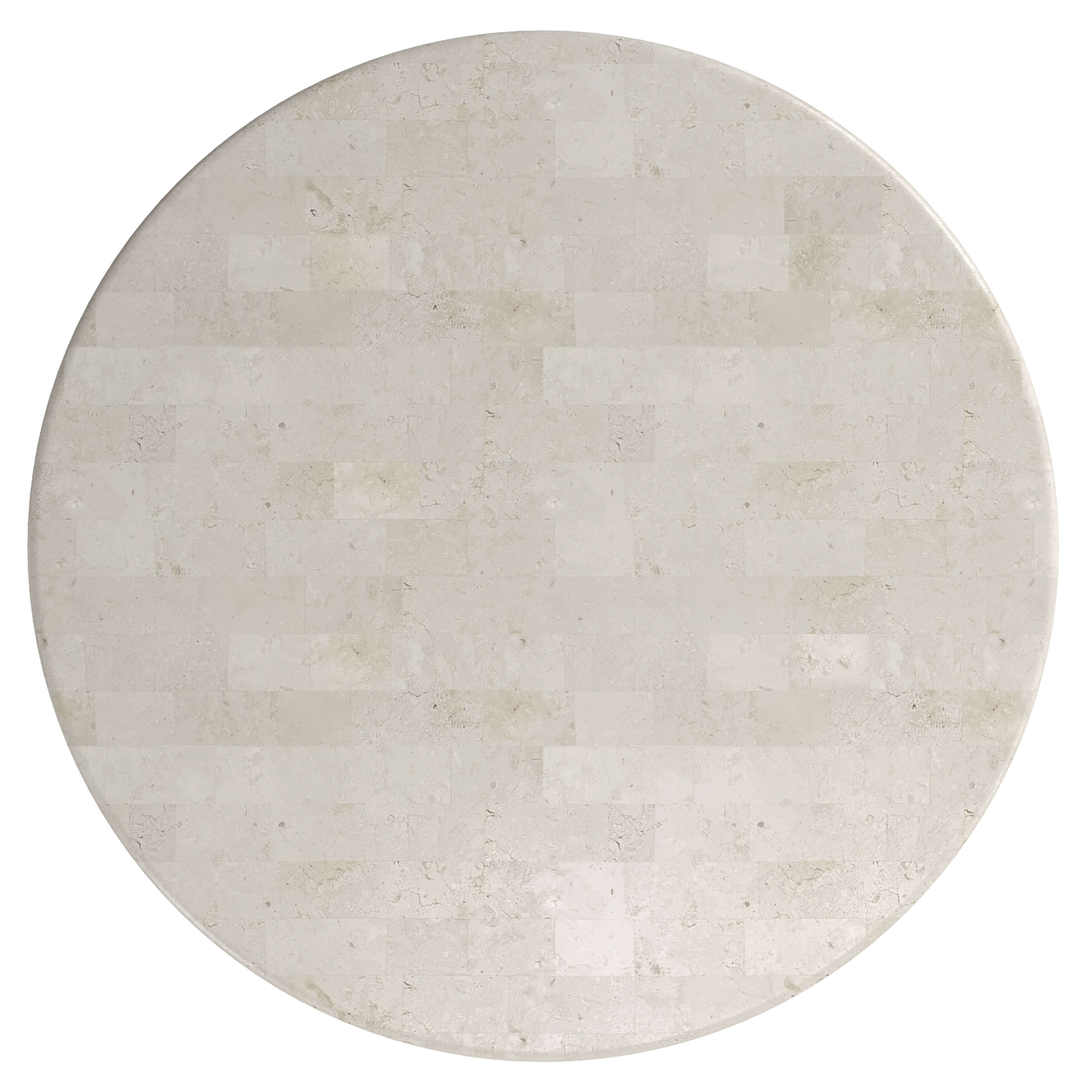 PARADIS ROUND DINING TABLE | SPANISH BEIGE MARBLE ⁓ EN GOLD