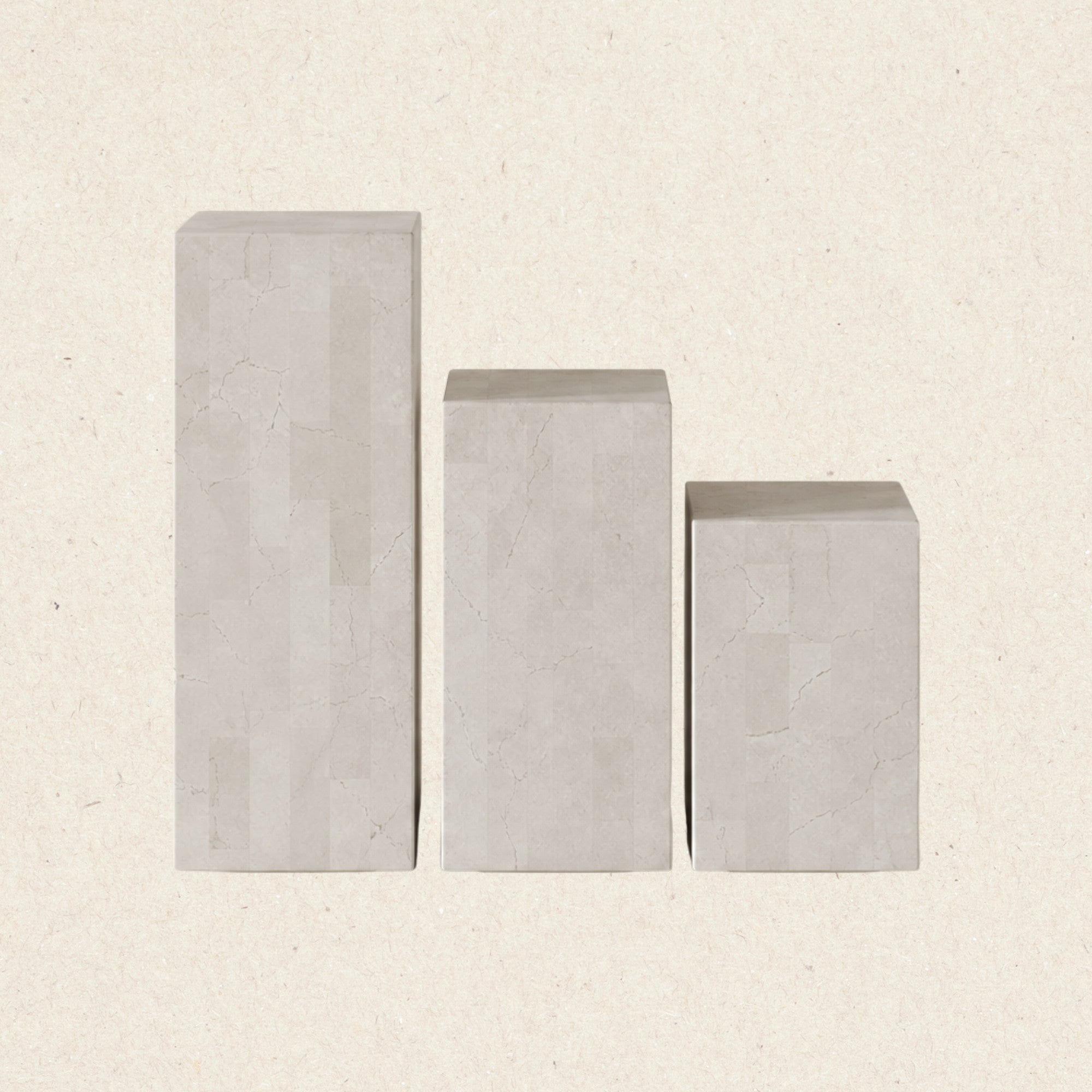 SPANISH BEIGE MARBLE PLINTH | MEDIUM ⁓ EN GOLD