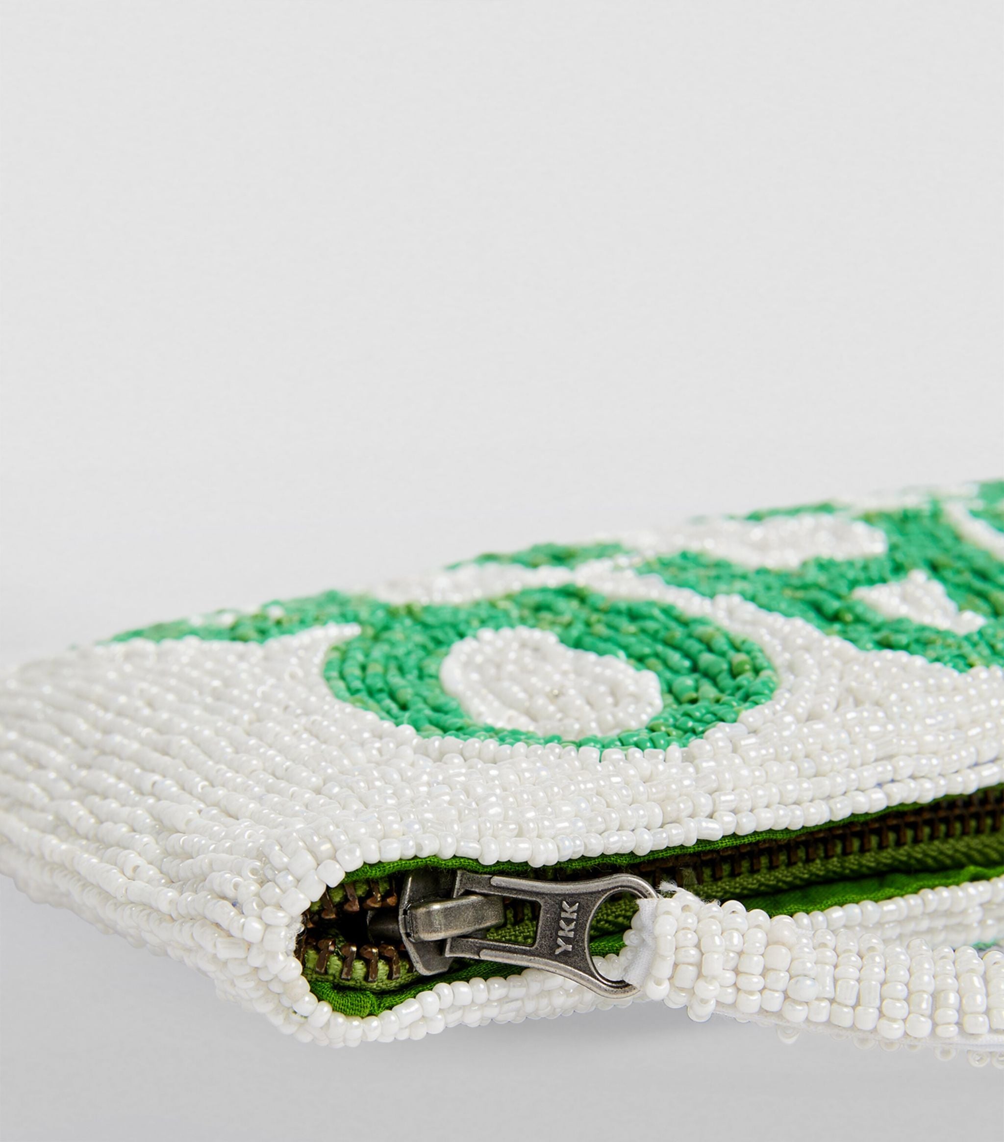 THE JACKSONS LONDON . CIAO BELLA BEADED CLUTCH WHITE / GREEN