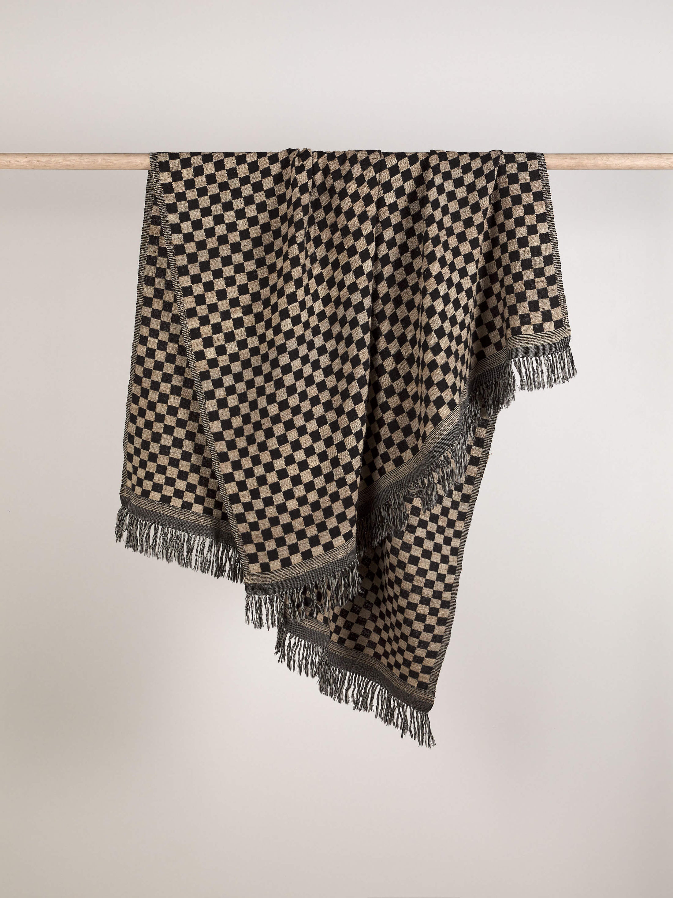 MATTEO BLACK WOOL & SILK THROW ~ L&M HOME
